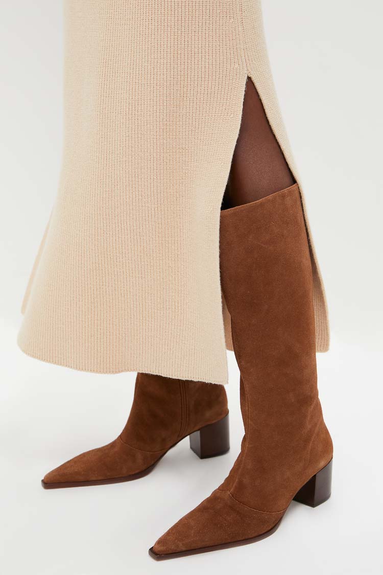 Almond Knit Anya Midi Dress-Get Girly