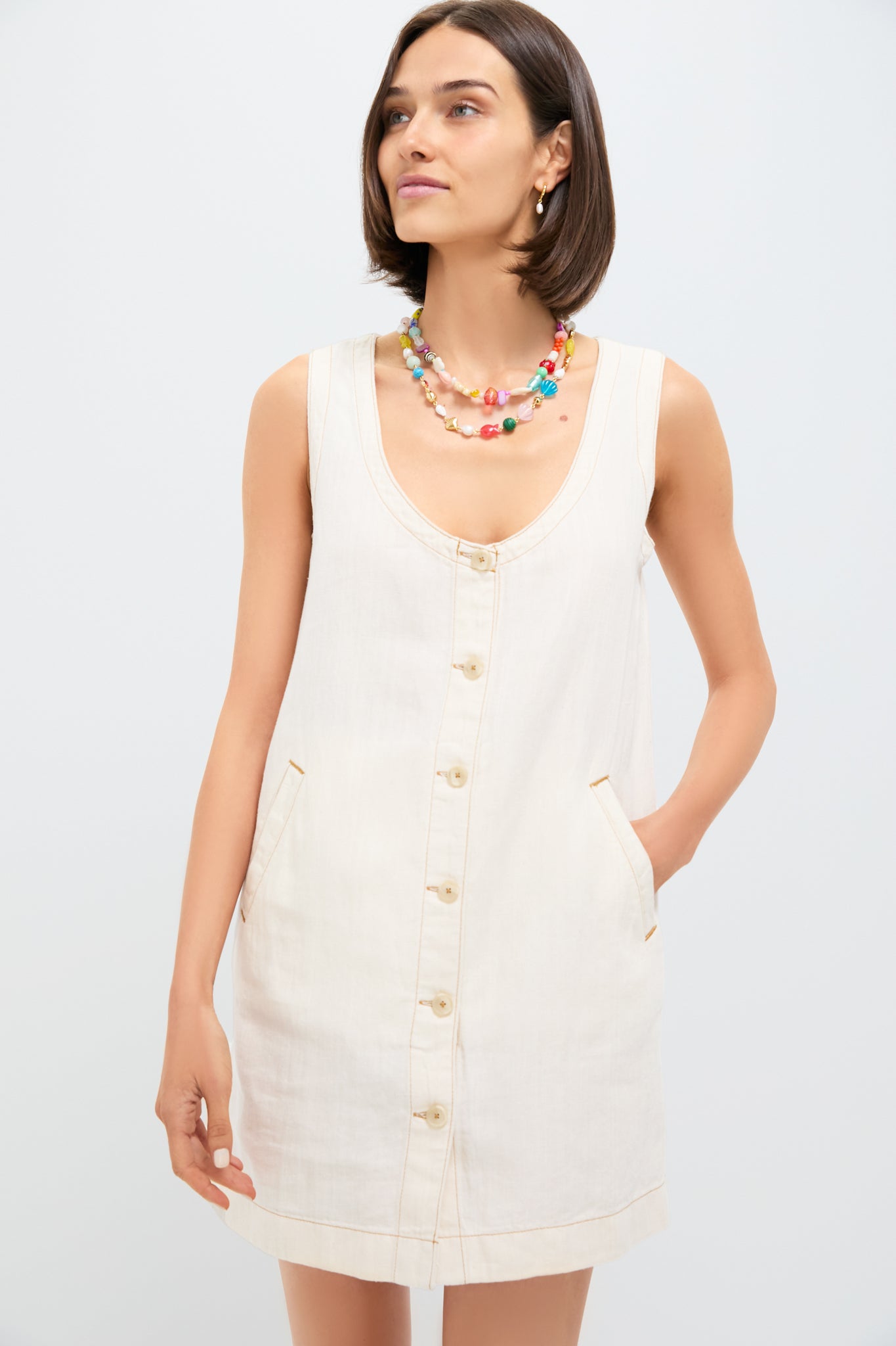 Whitecliff Wash Linen Denim Malibu Mini Dress-Get Girly
