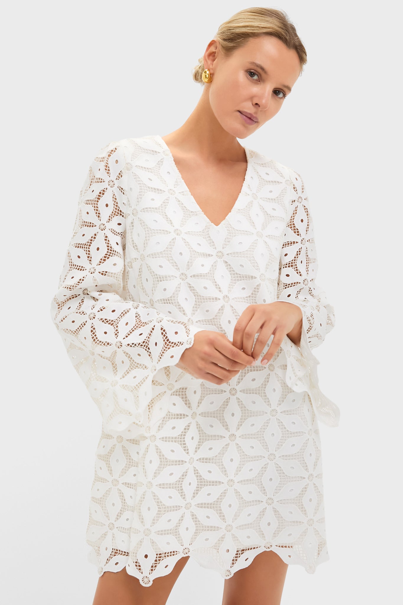 White Floral Lace Camilla Dress-Get Girly