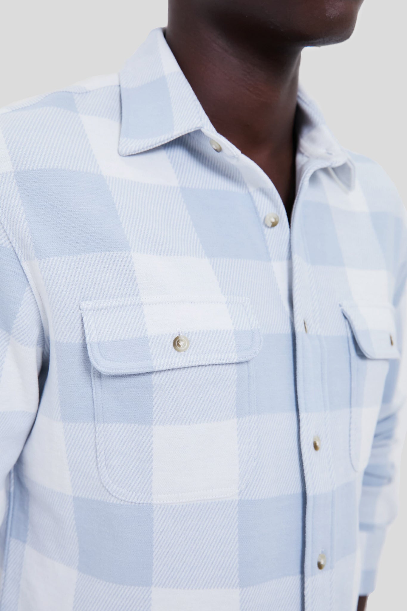 Light Blue Plaid Dunewood Stretch Flannel-Get Girly