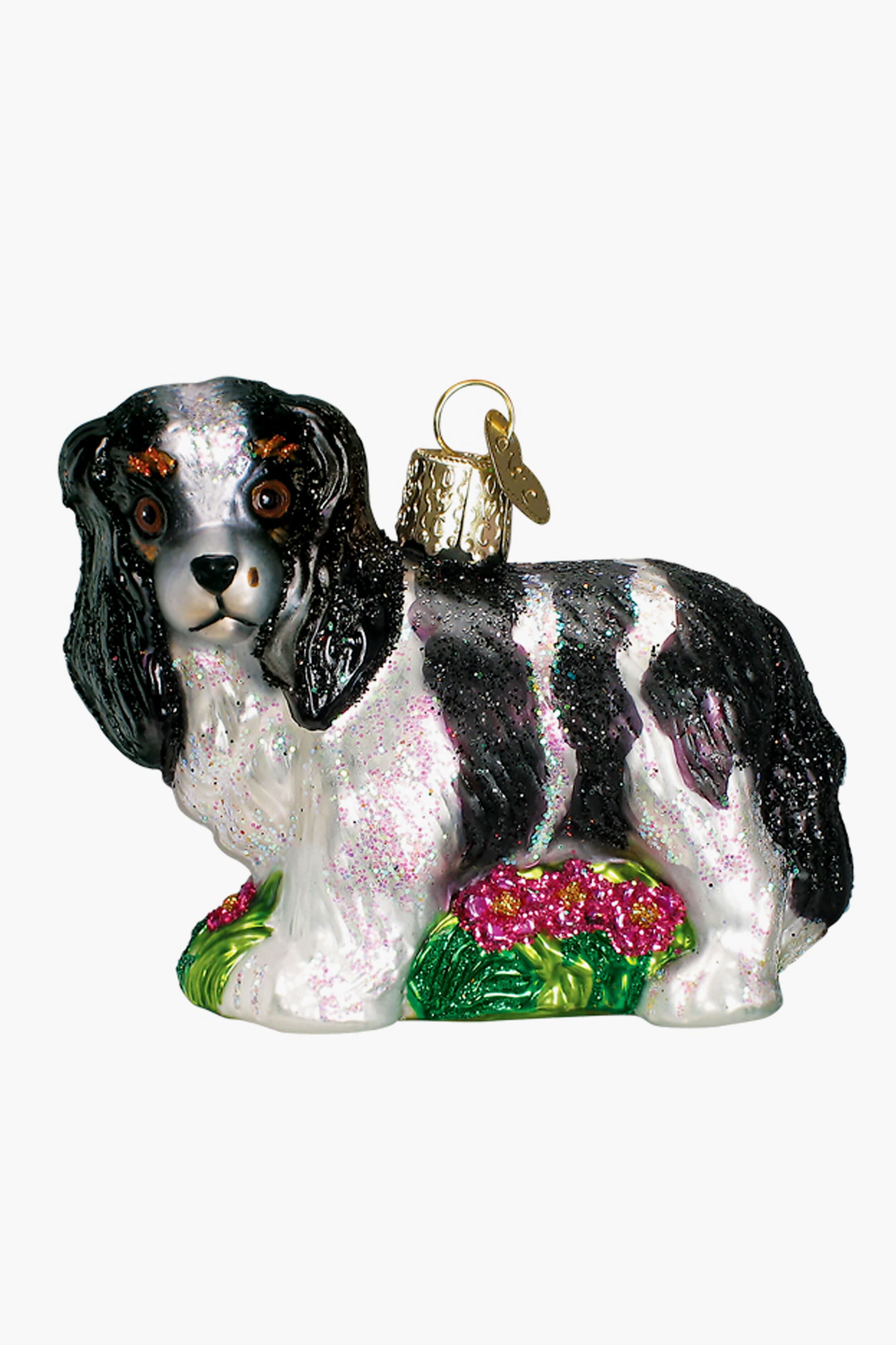 Black and White King Charles Spaniel Ornament-Get Girly