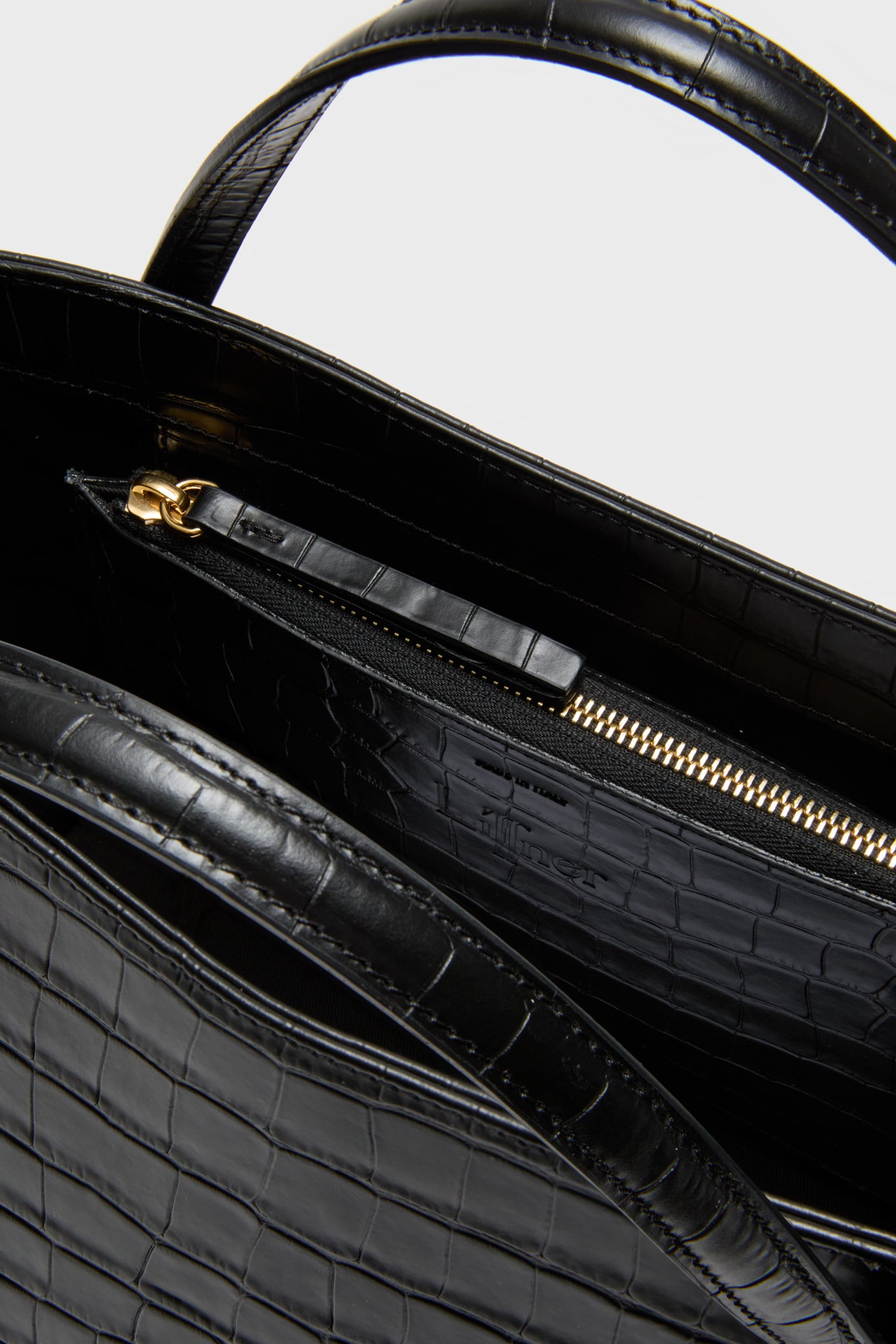 Black Croc Embossed Petite Penne Tote-Get Girly