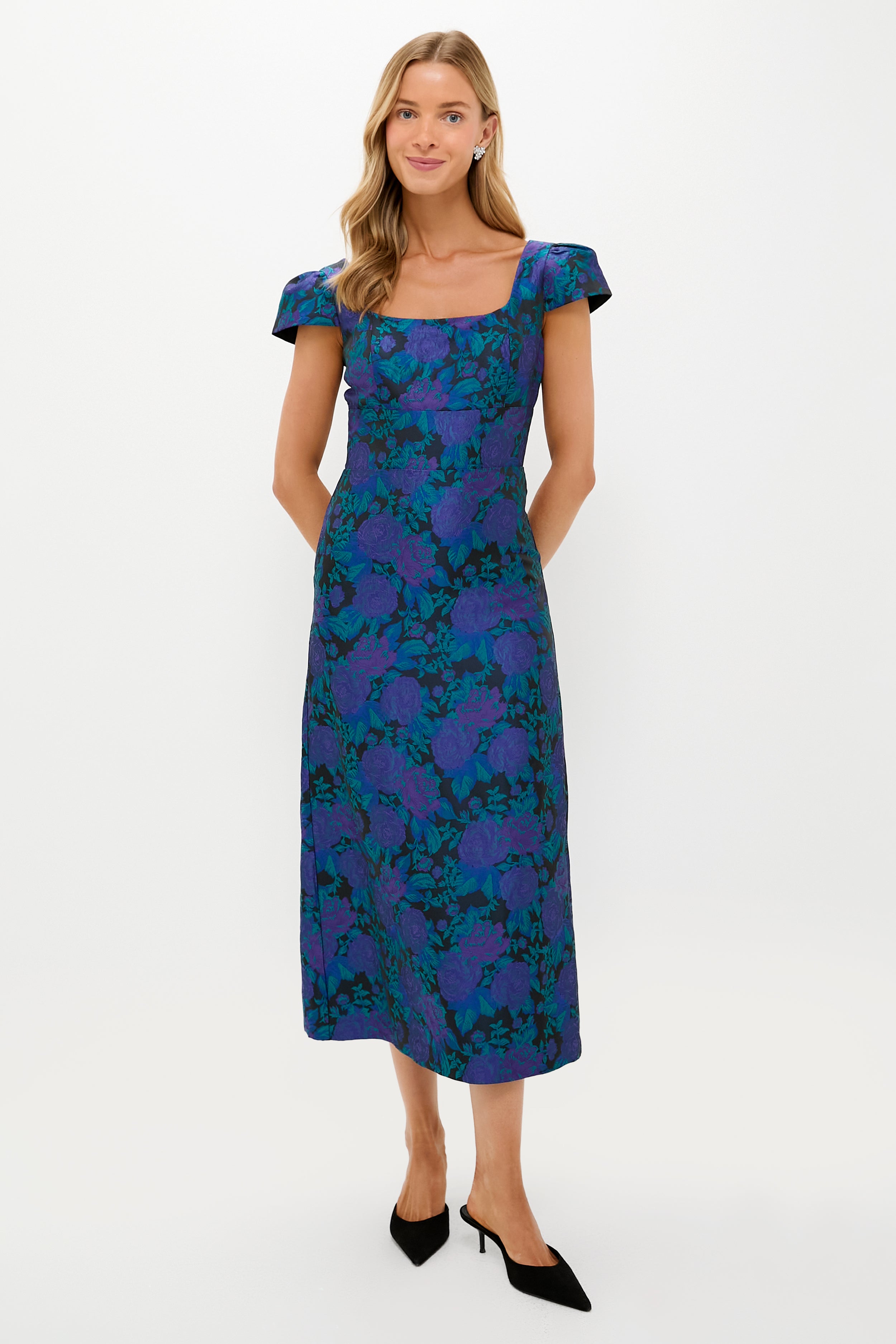 Navy & Indigo Jacquard Archibald Maxi Dress-Get Girly