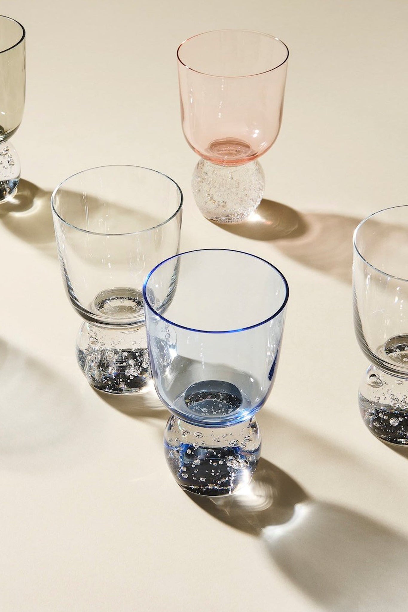 Candy Blue Hand-Blown Bubble Glass Tumbler (Set of 2)-Get Girly