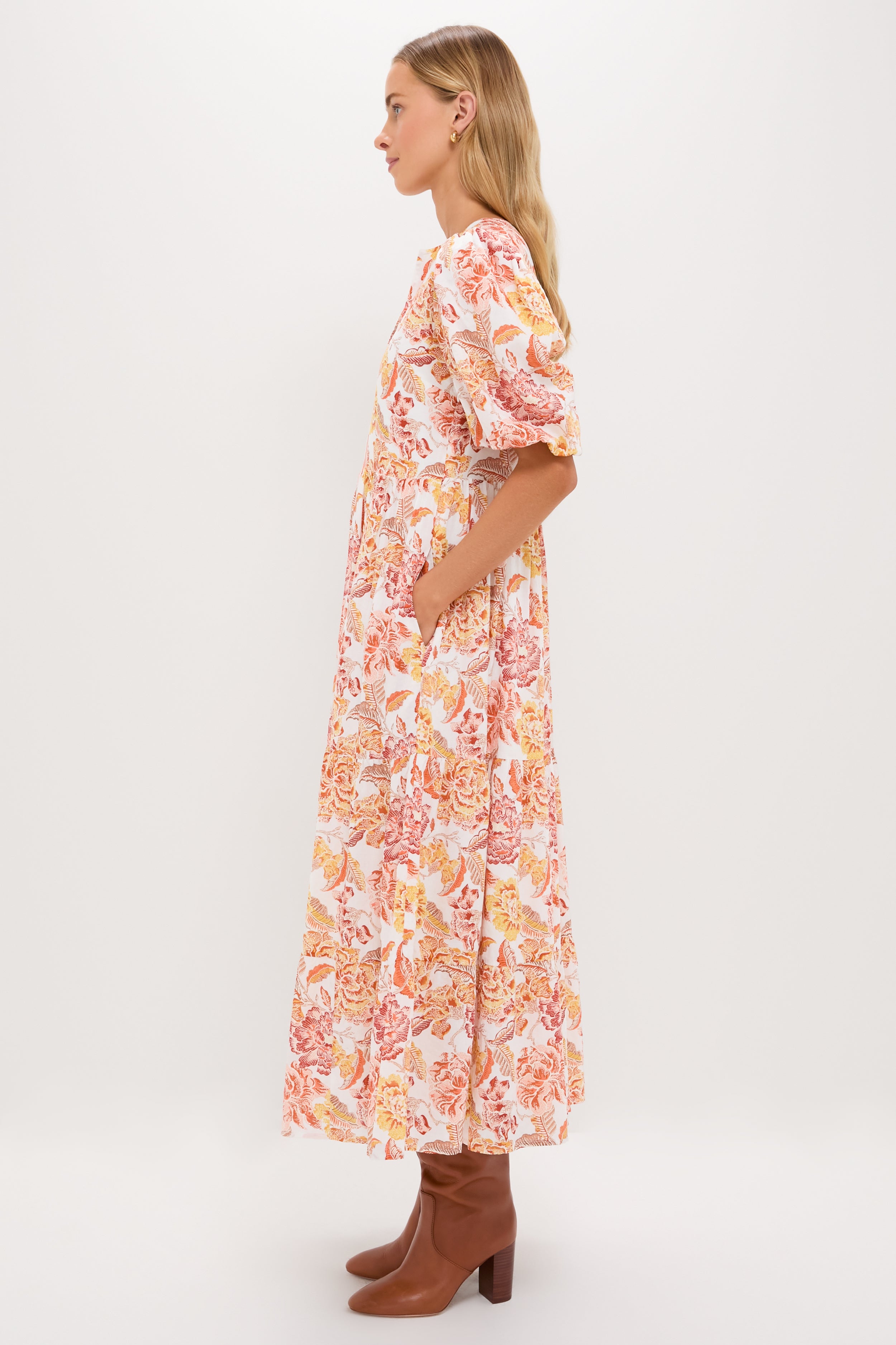 Saffron Floral Cisco Maxi Dress-Get Girly
