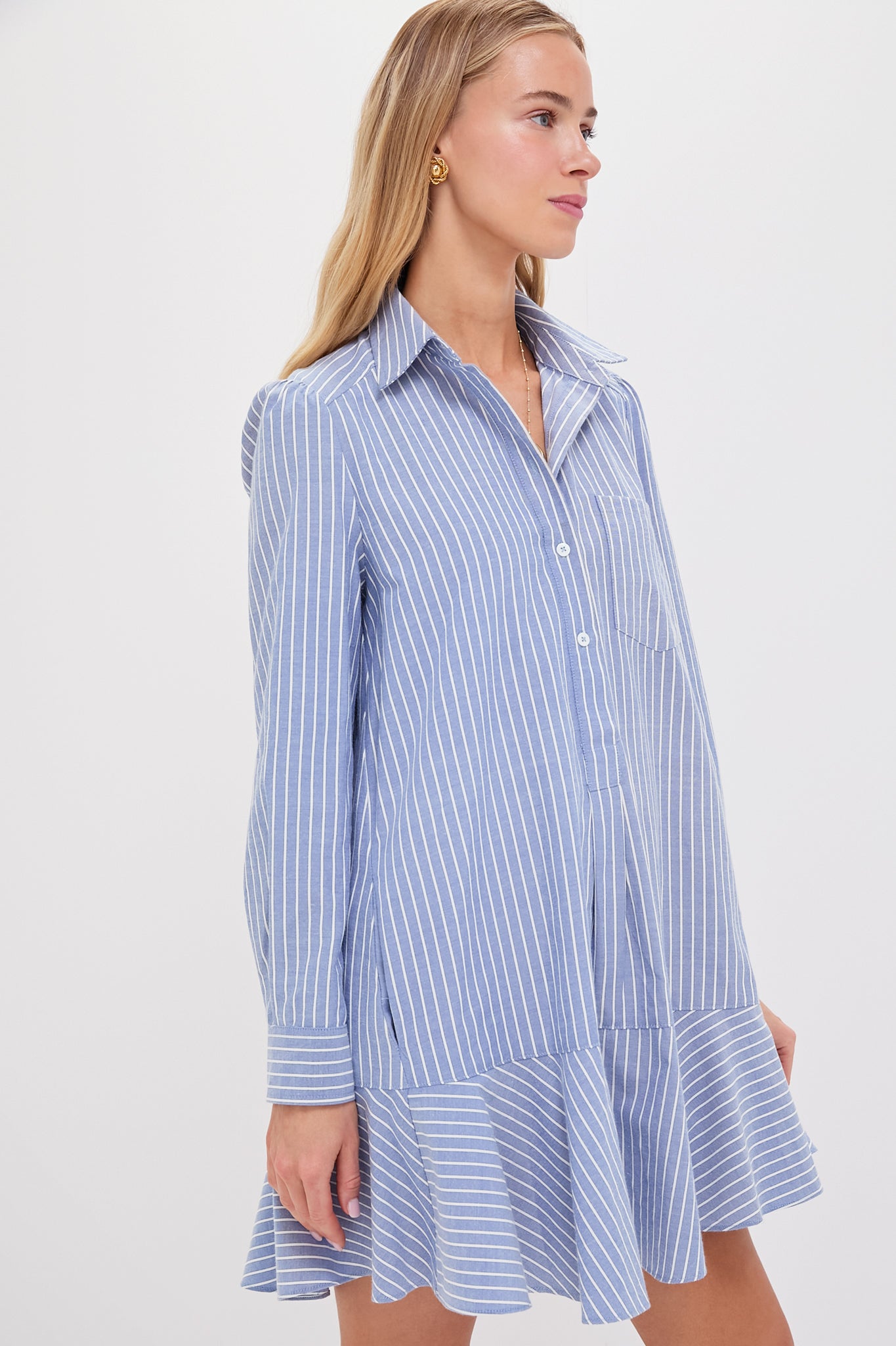 Blue Stripe Callahan Shirt Dress-Get Girly