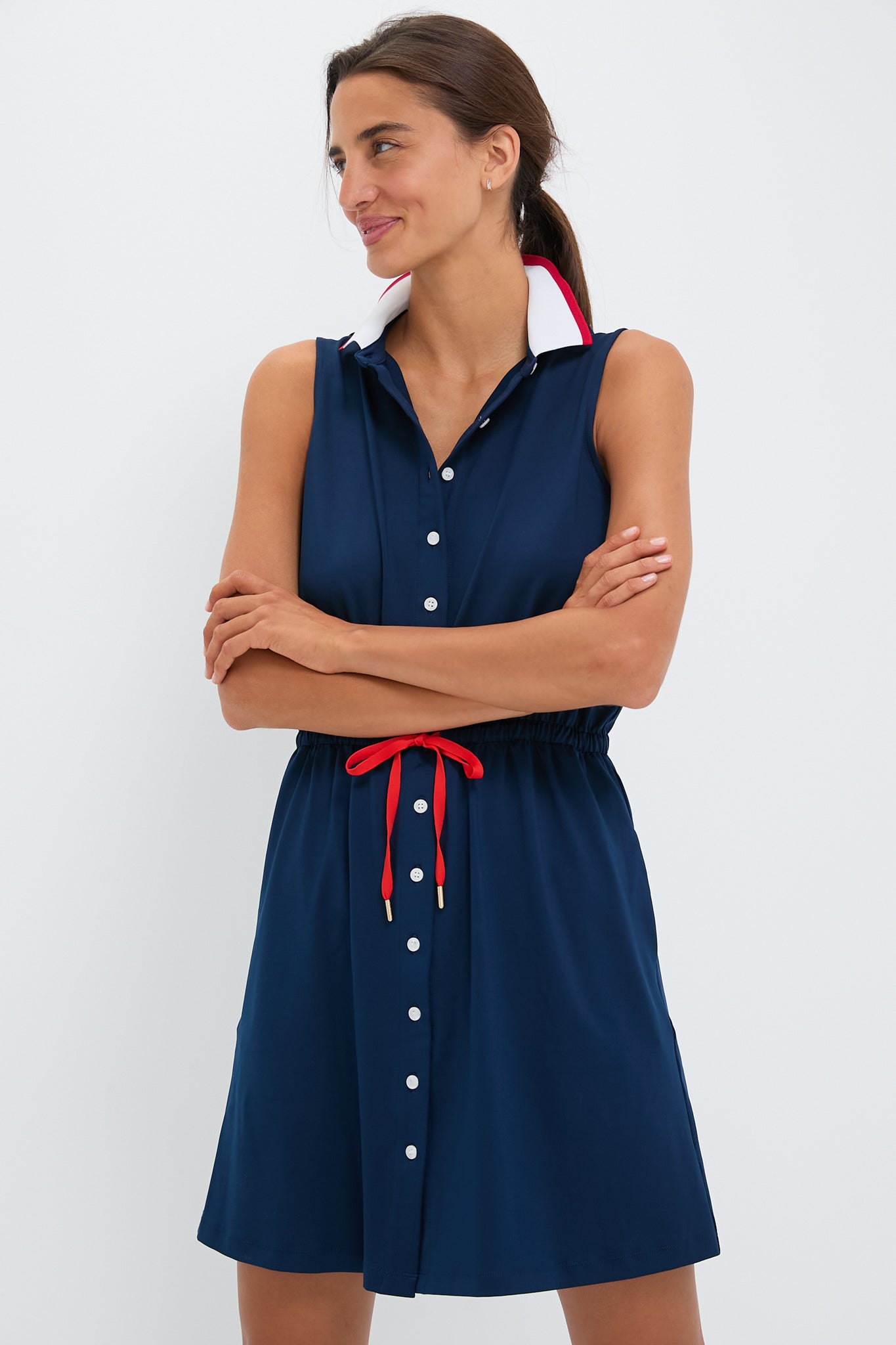 Navy Sleeveless Performance Jersey Alcott Golf Dress-Get Girly