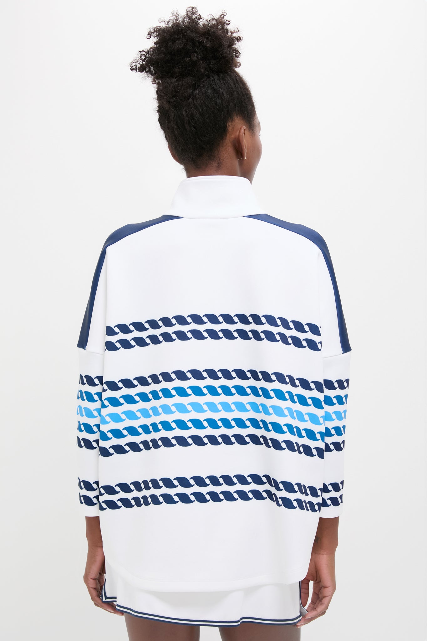White and Blue Tricolor Stripe Hudson Quarter Zip-Get Girly