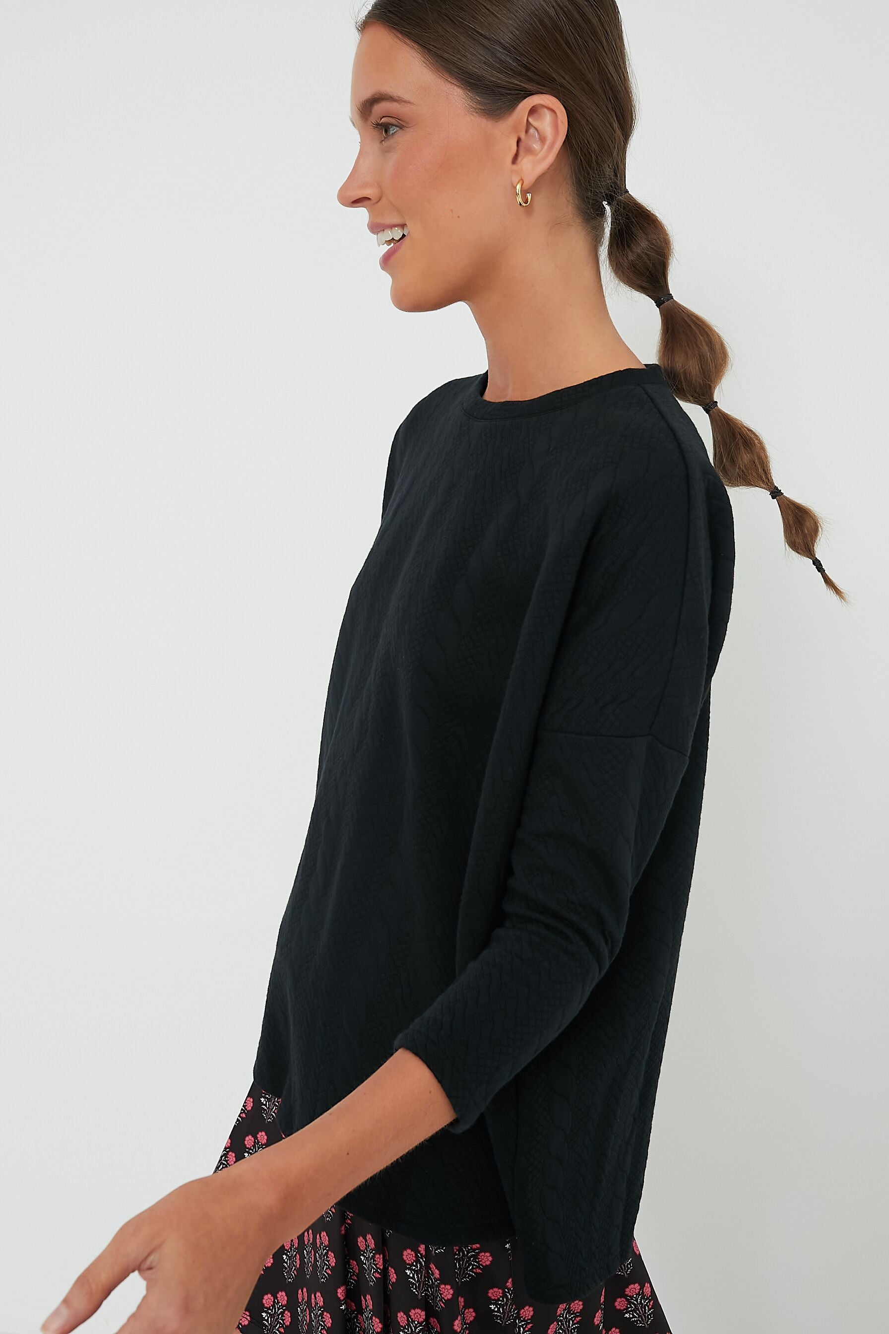 Black Cable Ally Swing Sweatshirt-Get Girly