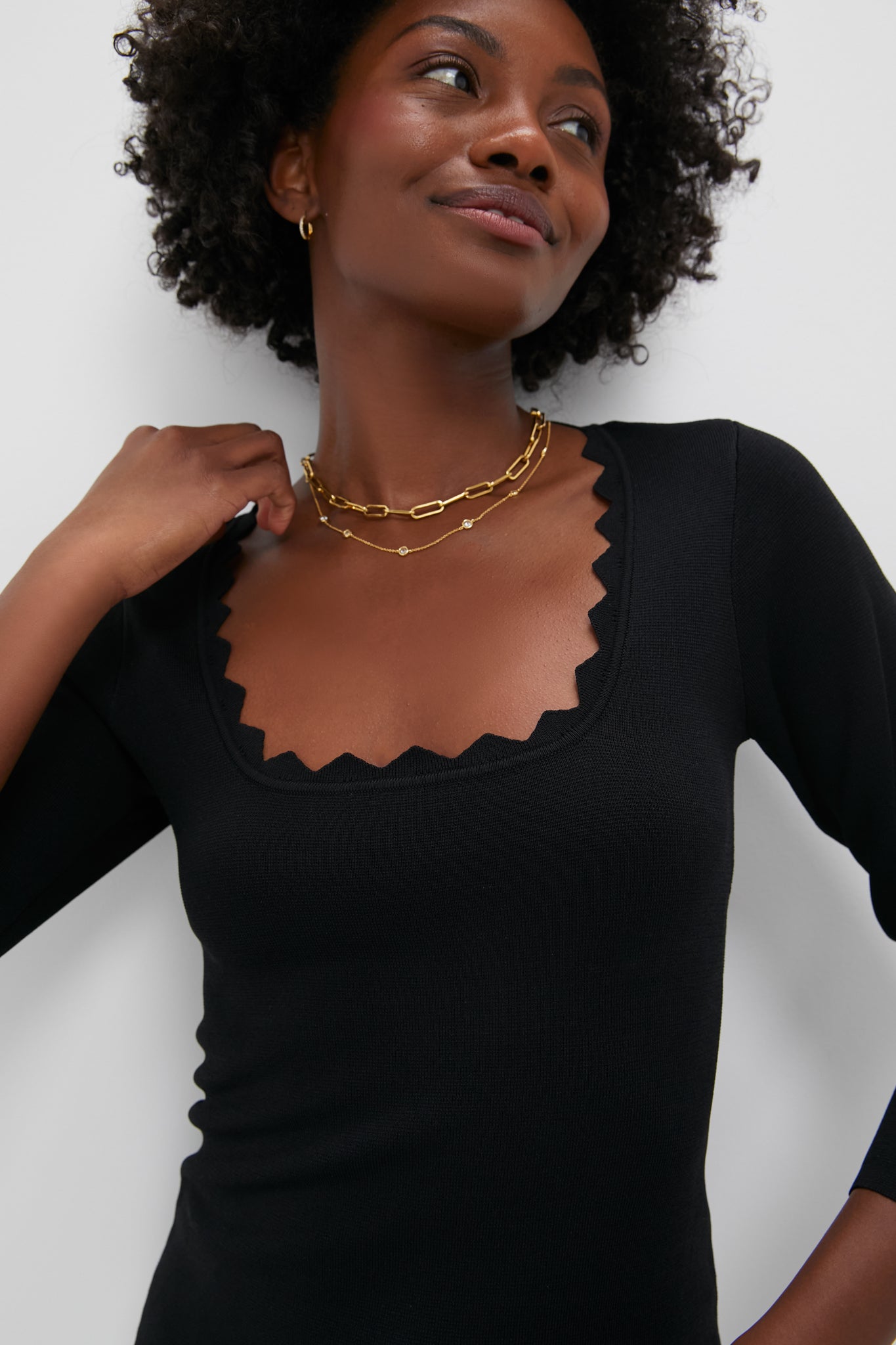 Black Ric Rac Long Sleeve Compression Top-Get Girly