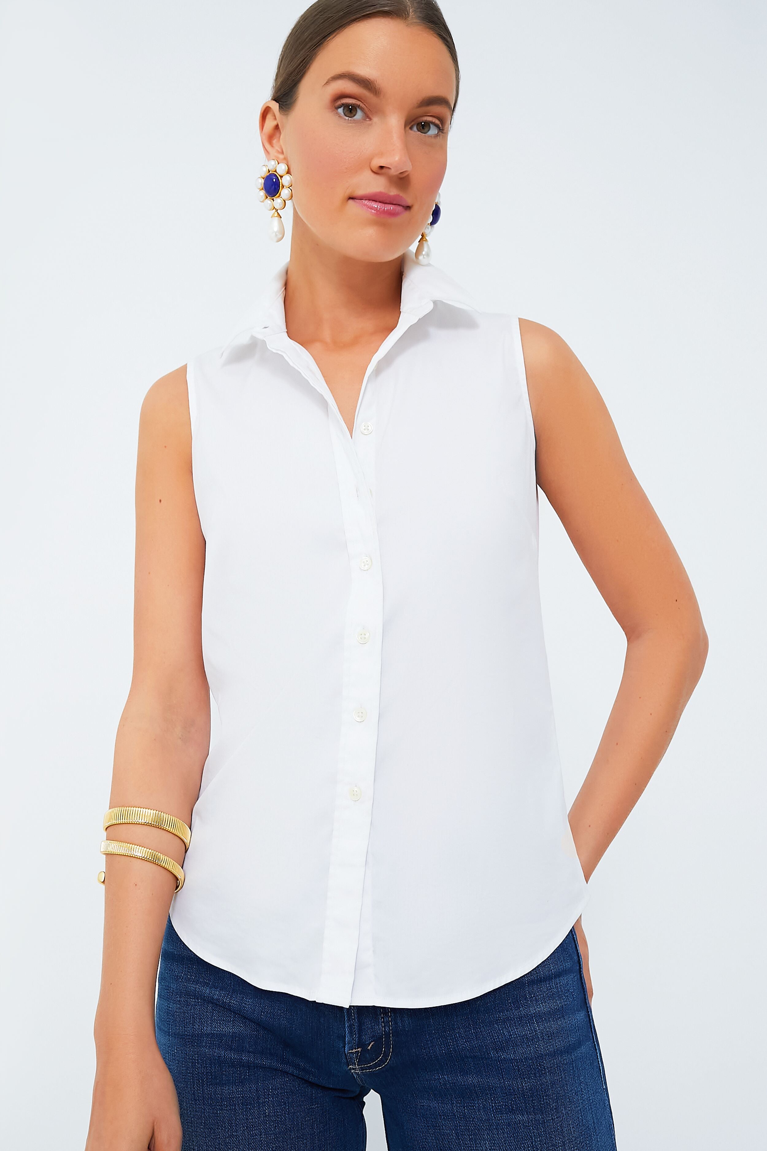 White Sleeveless Essentials Shirt-Get Girly