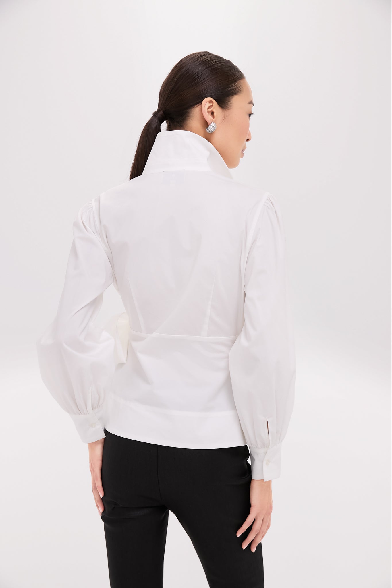 White Tie Front Bow Bea Blouse-Get Girly