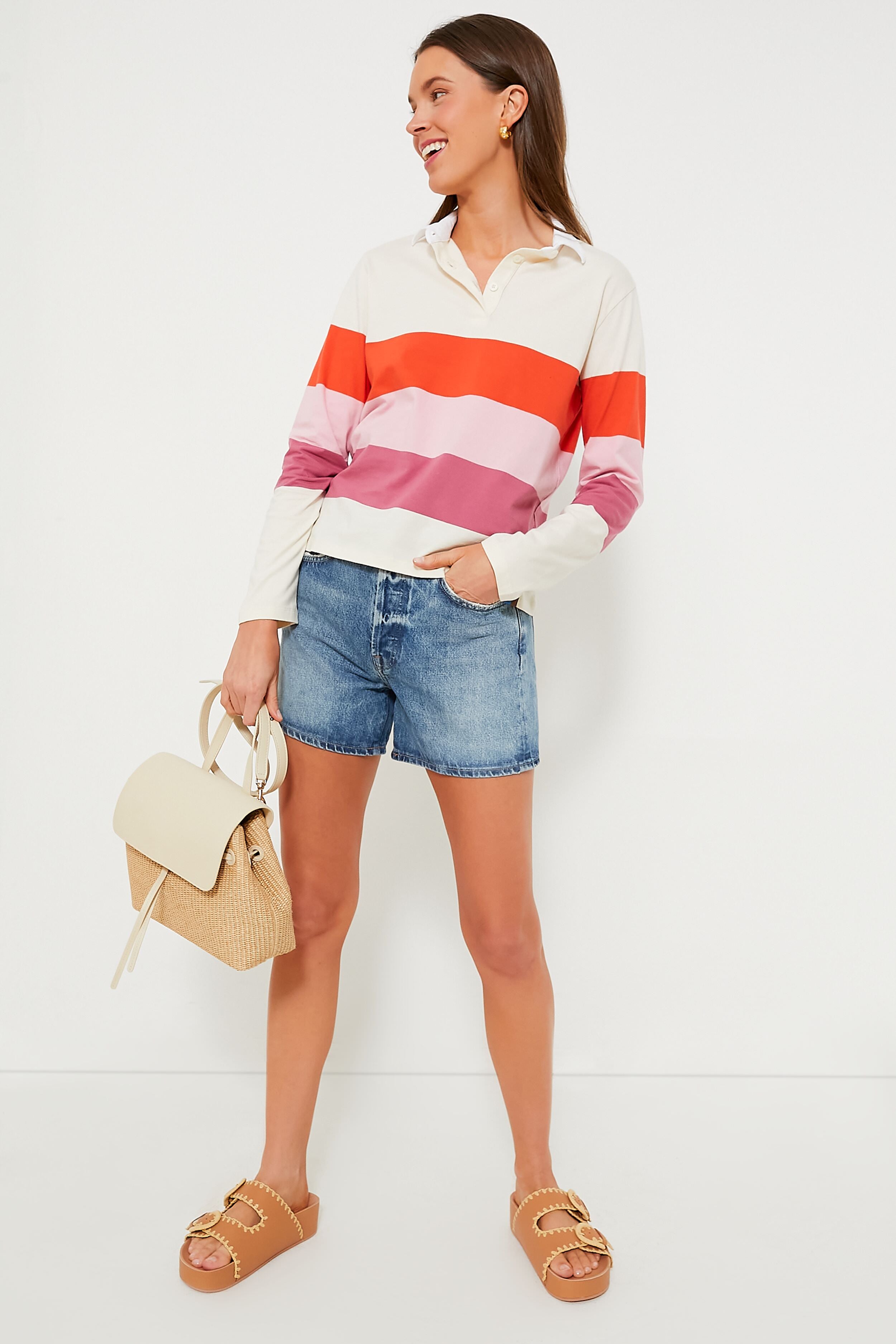 The Poppy Blush Raspberry Colorblock Rugby-Get Girly