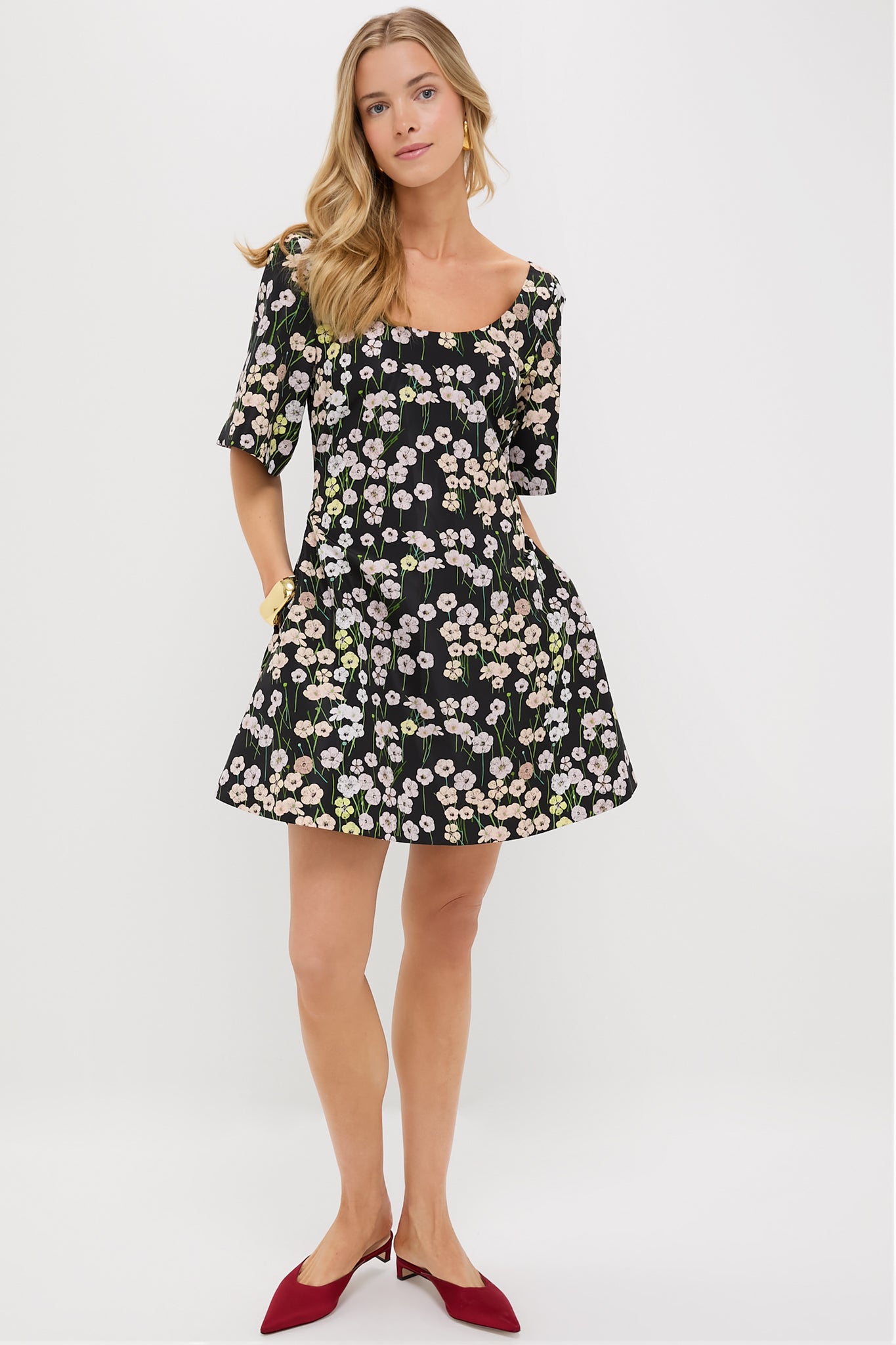 Black Buttercups Short Manou Dress-Get Girly