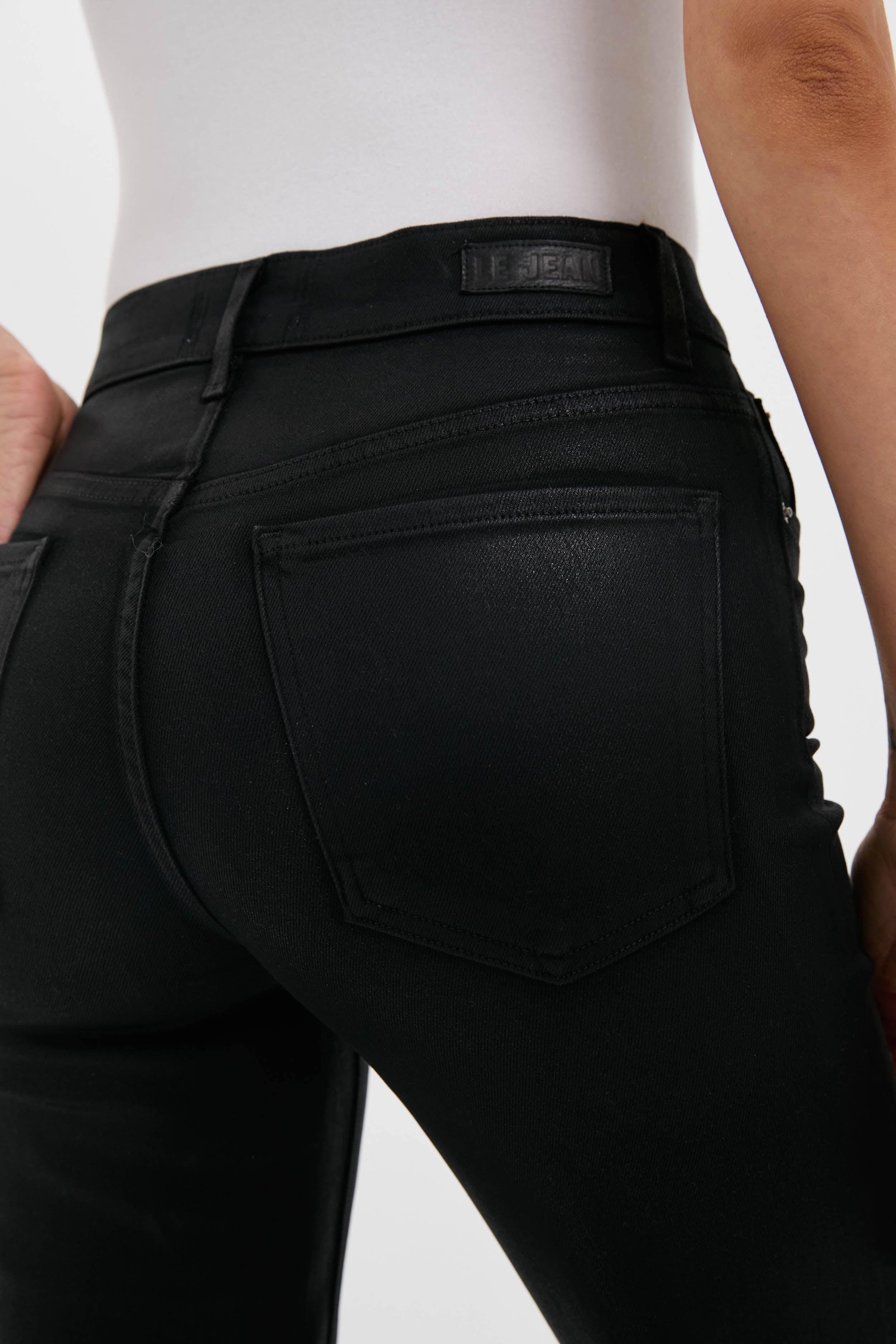 Black Coated Mid Rise Column Jean-Get Girly