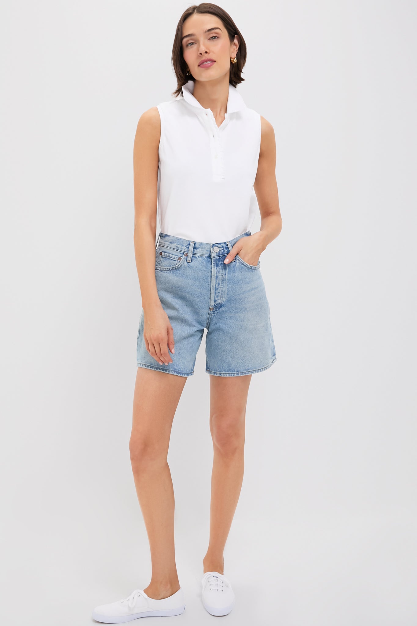 White Pique Sleeveless Ruffle Margaret Polo-Get Girly