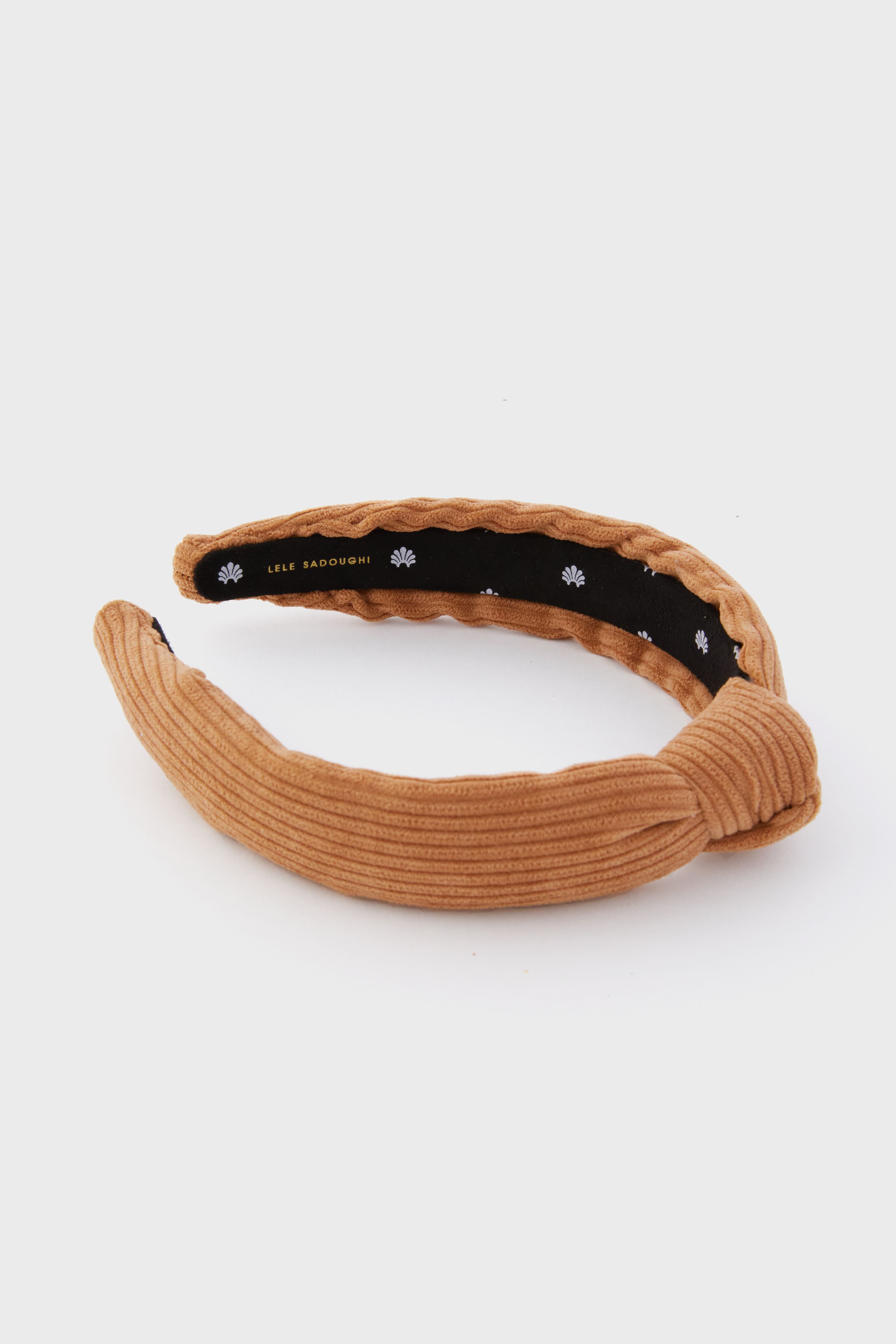Camel Corduroy Slim Knotted Headband-Get Girly