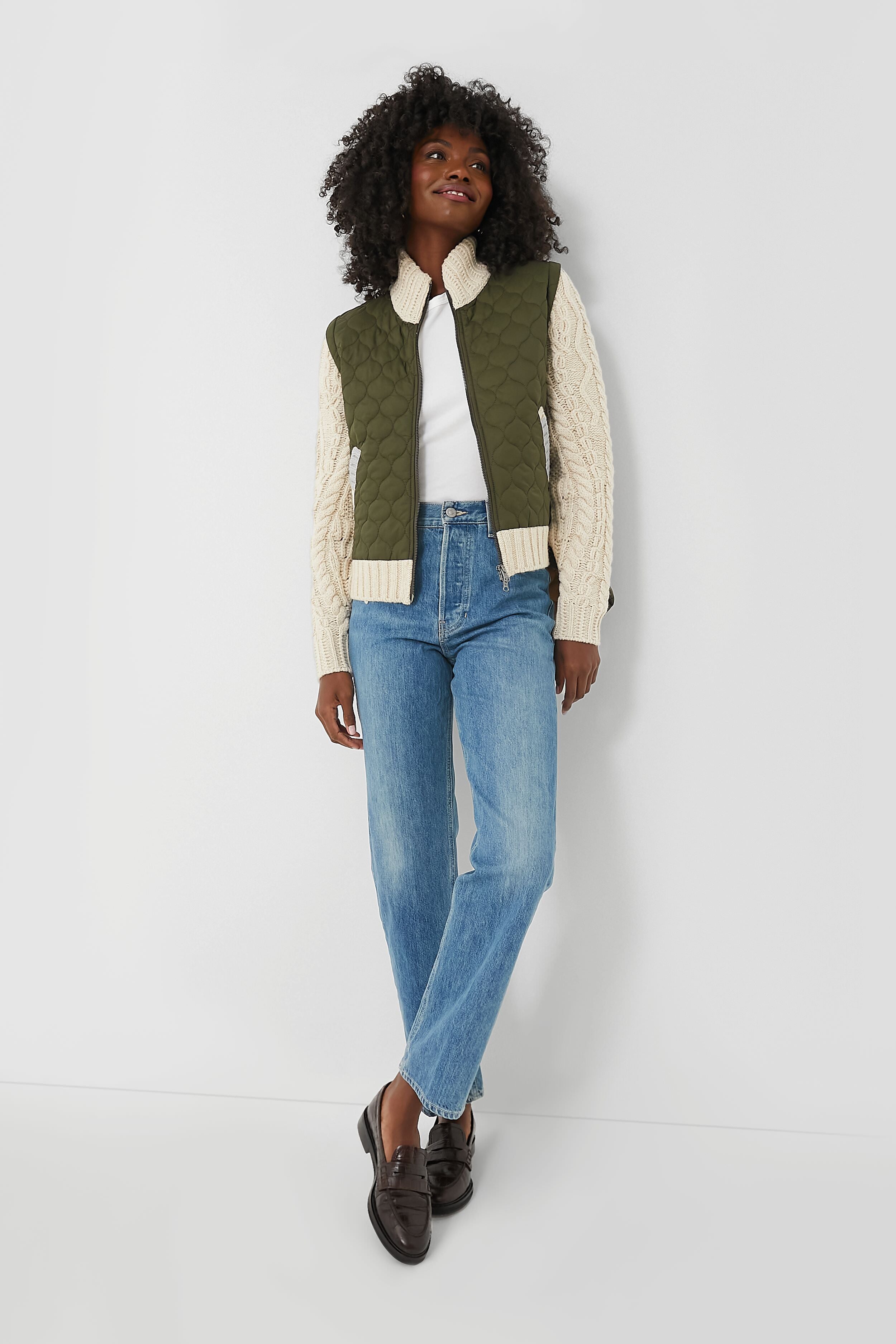 Army and Oatmeal Patra Mixed Media Jacket-Get Girly