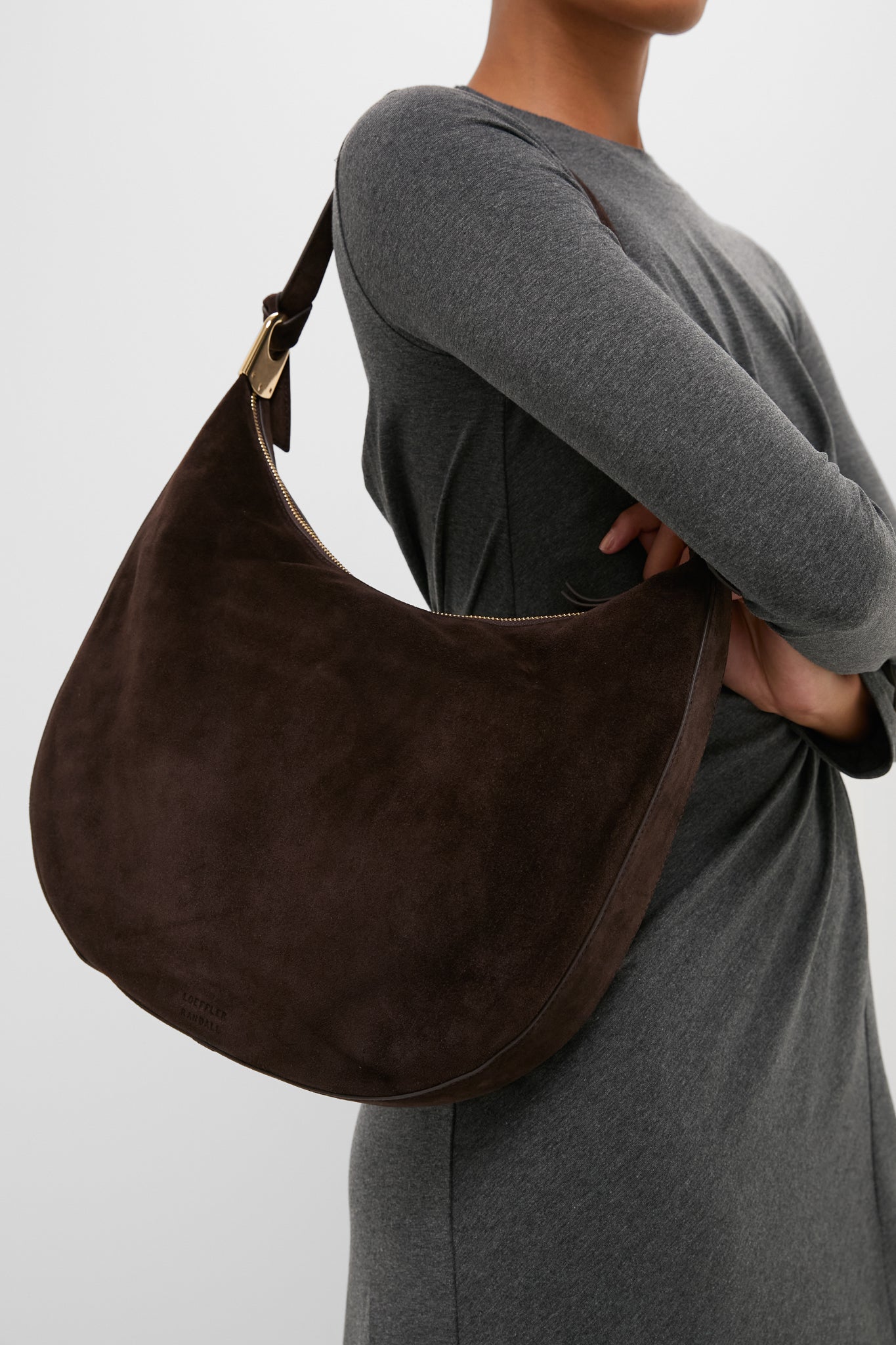 Tmoro Suede with Gold Morgan Shoulder Bag-Get Girly