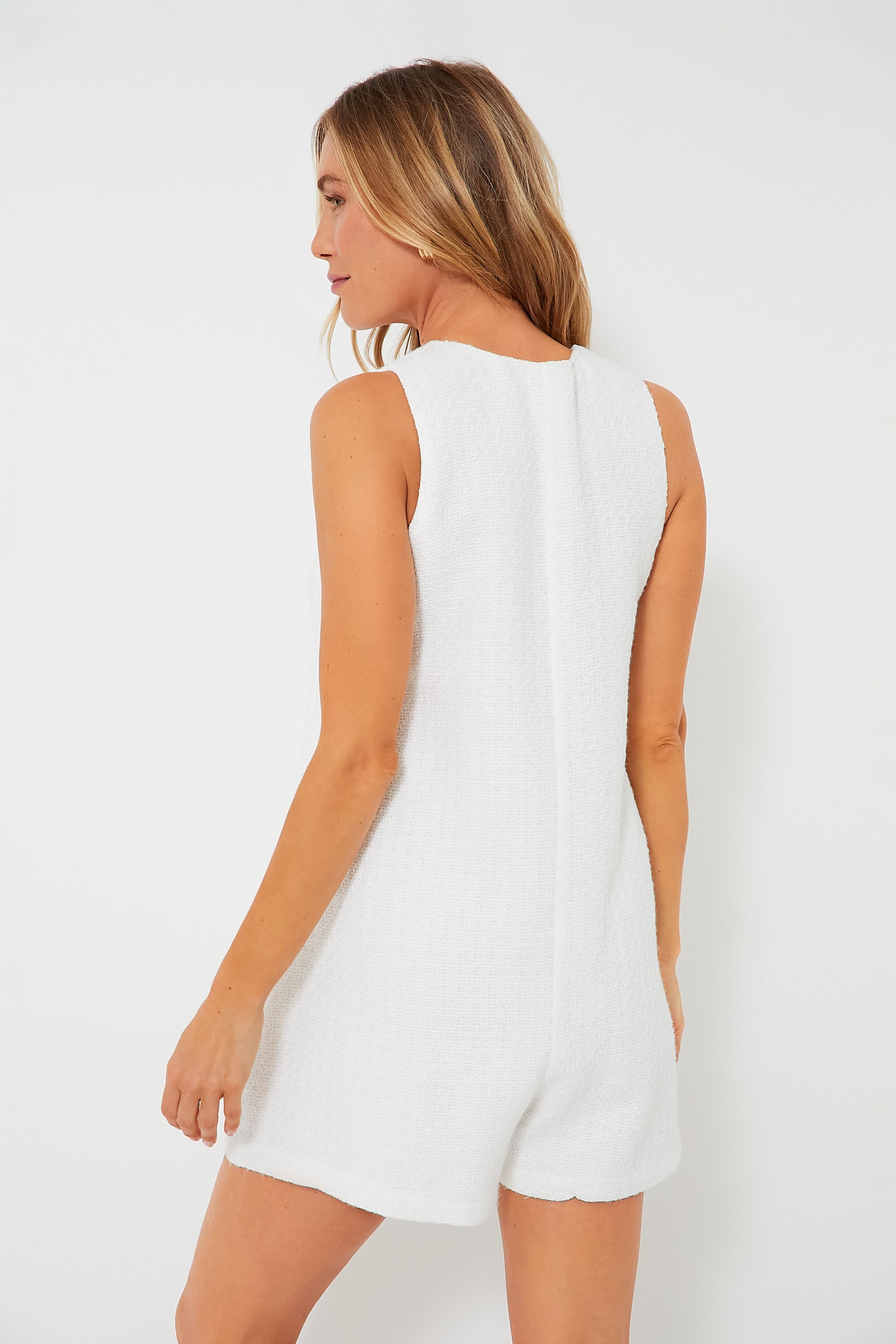 White Textured Myla Romper-Get Girly