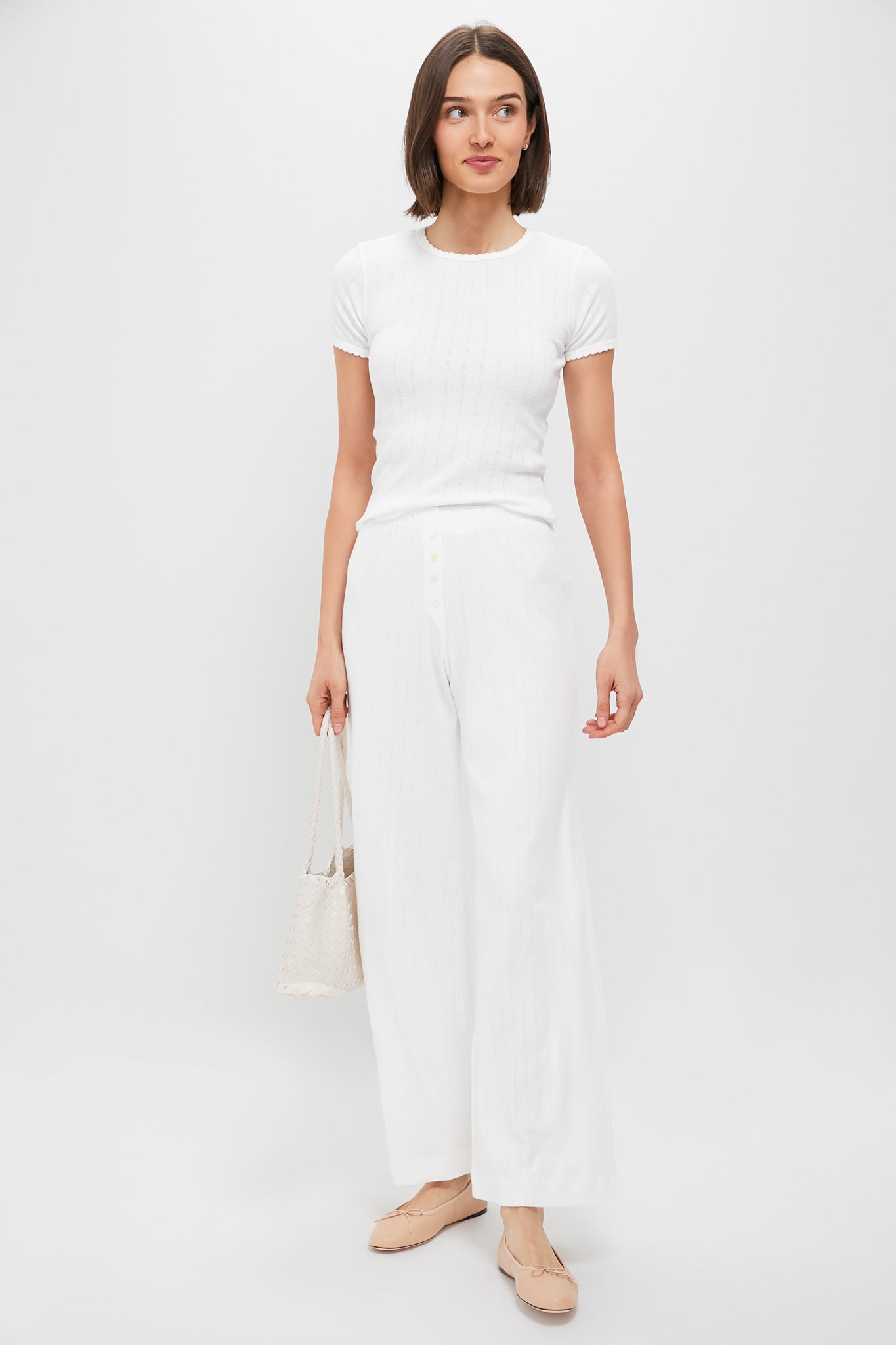 White Pointelle Boxer Pants-Get Girly