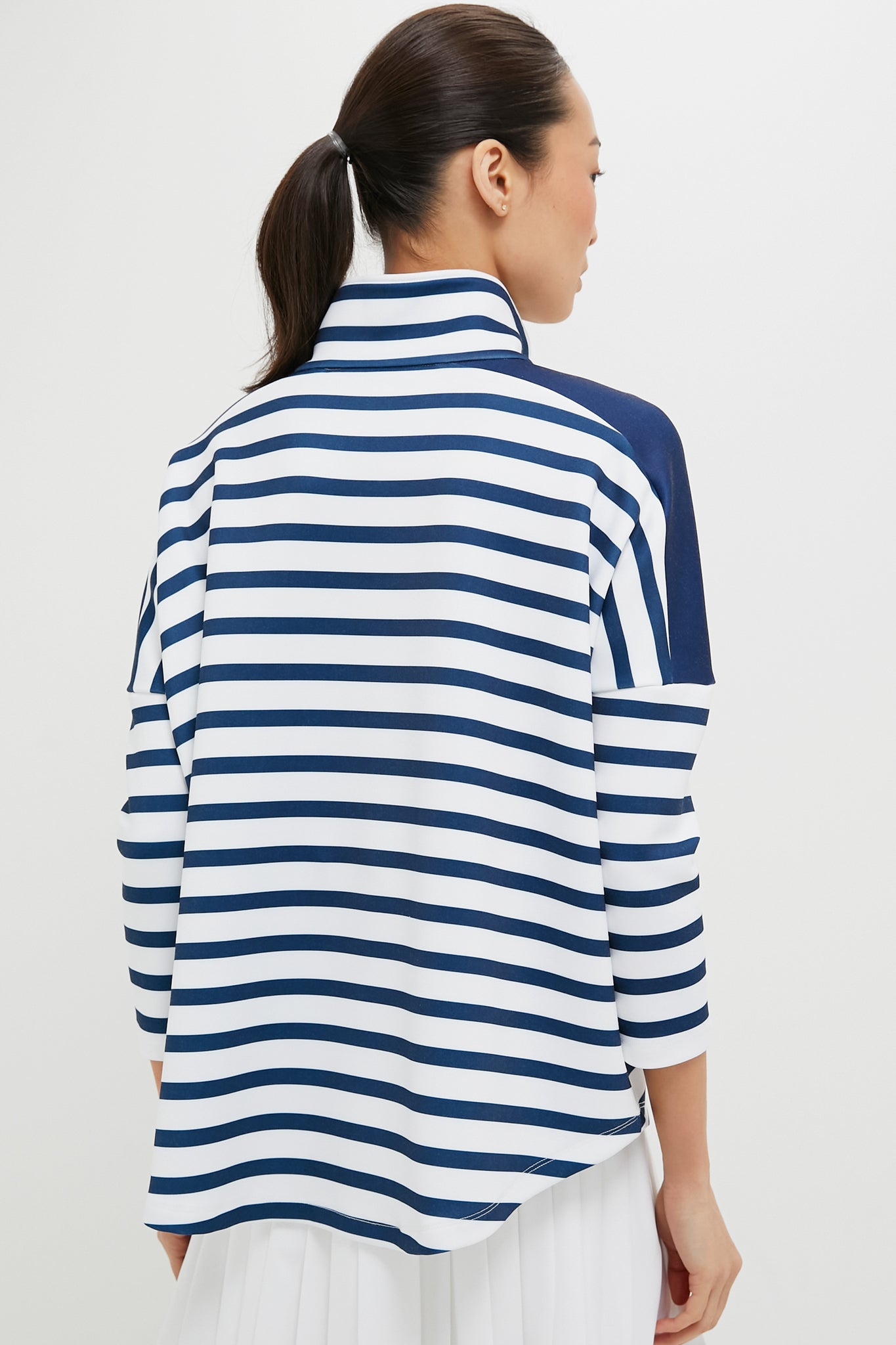 Blue and White Stripe Hudson Quarter Zip-Get Girly