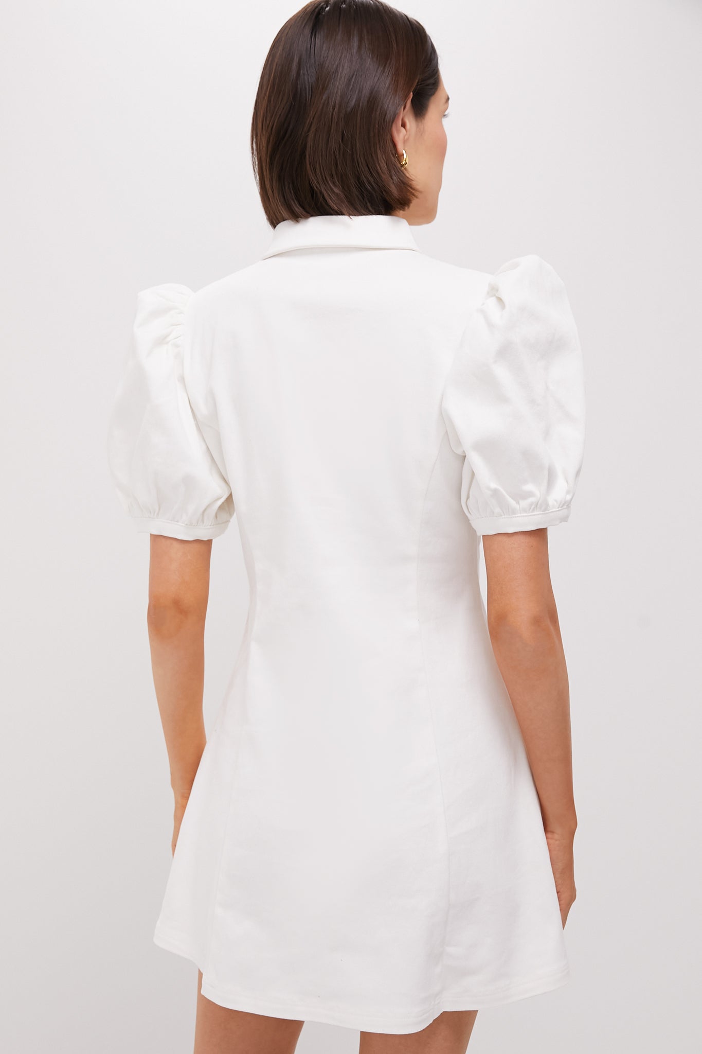 White Front Zip Denim Mini Dress-Get Girly