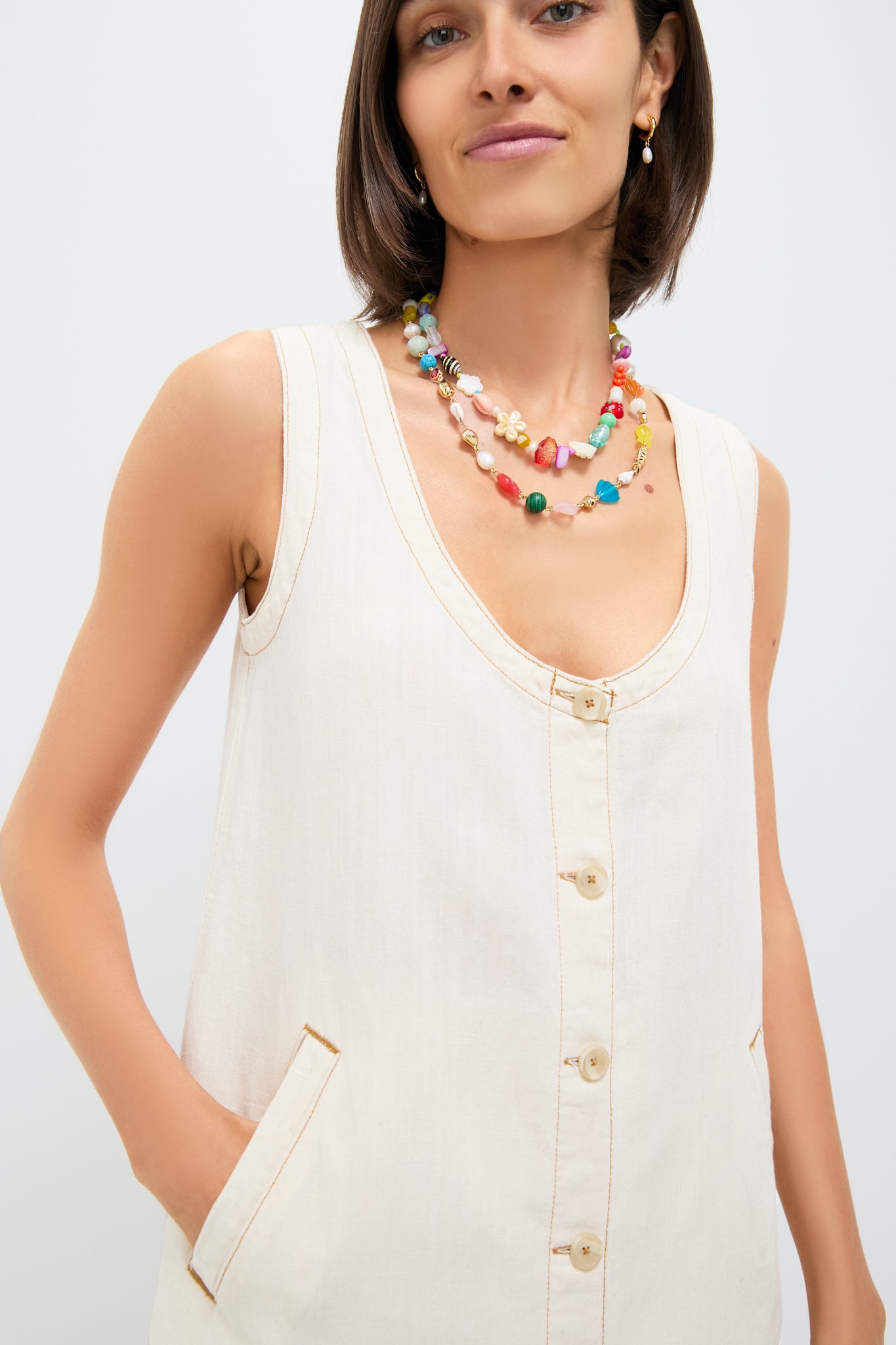 Whitecliff Wash Linen Denim Malibu Mini Dress-Get Girly