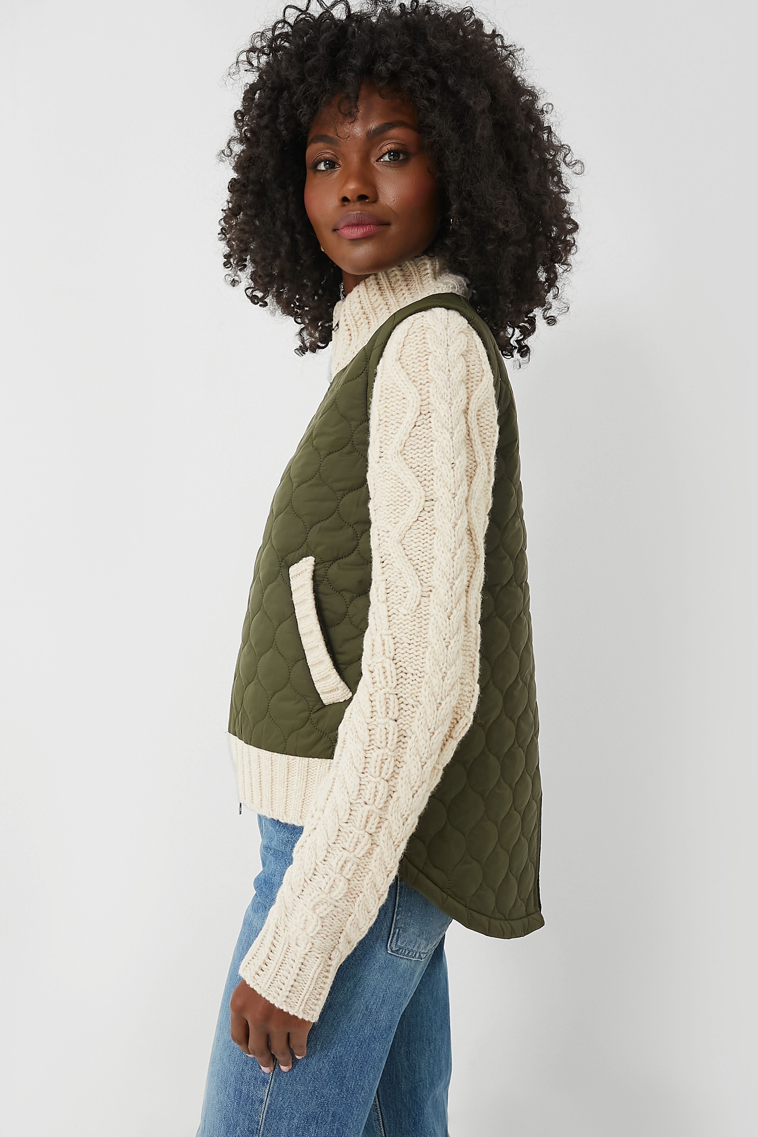 Army and Oatmeal Patra Mixed Media Jacket-Get Girly