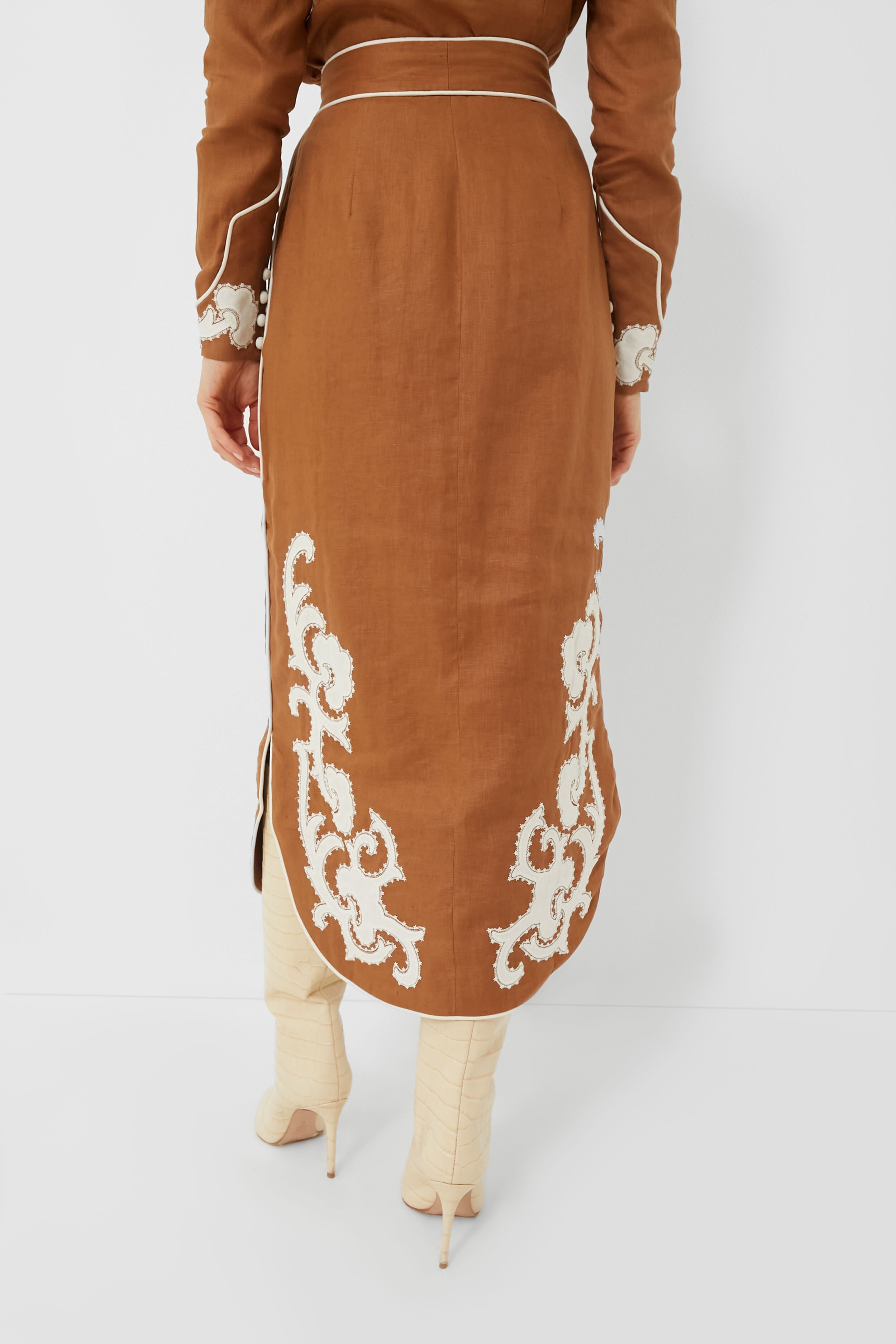 Tobacco Ruby Applique Skirt-Get Girly