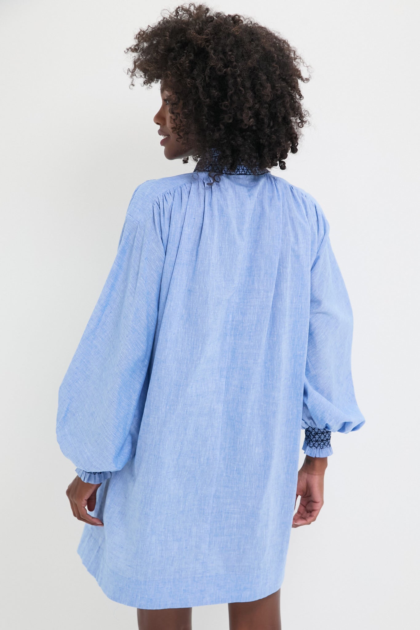 Chambray Embroidered Aubury Dress-Get Girly