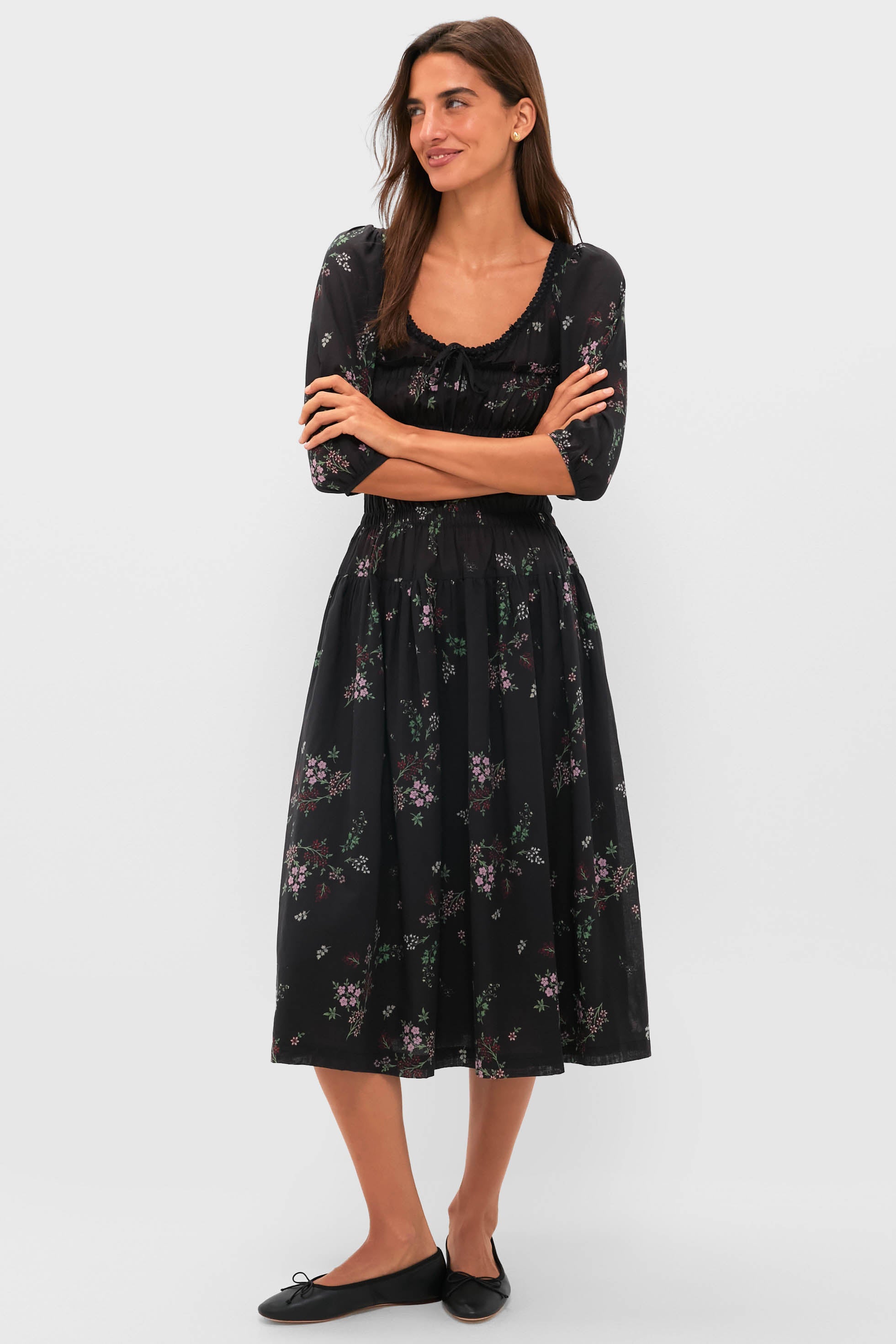 Wildflower Print Andrine Midi Dress-Get Girly