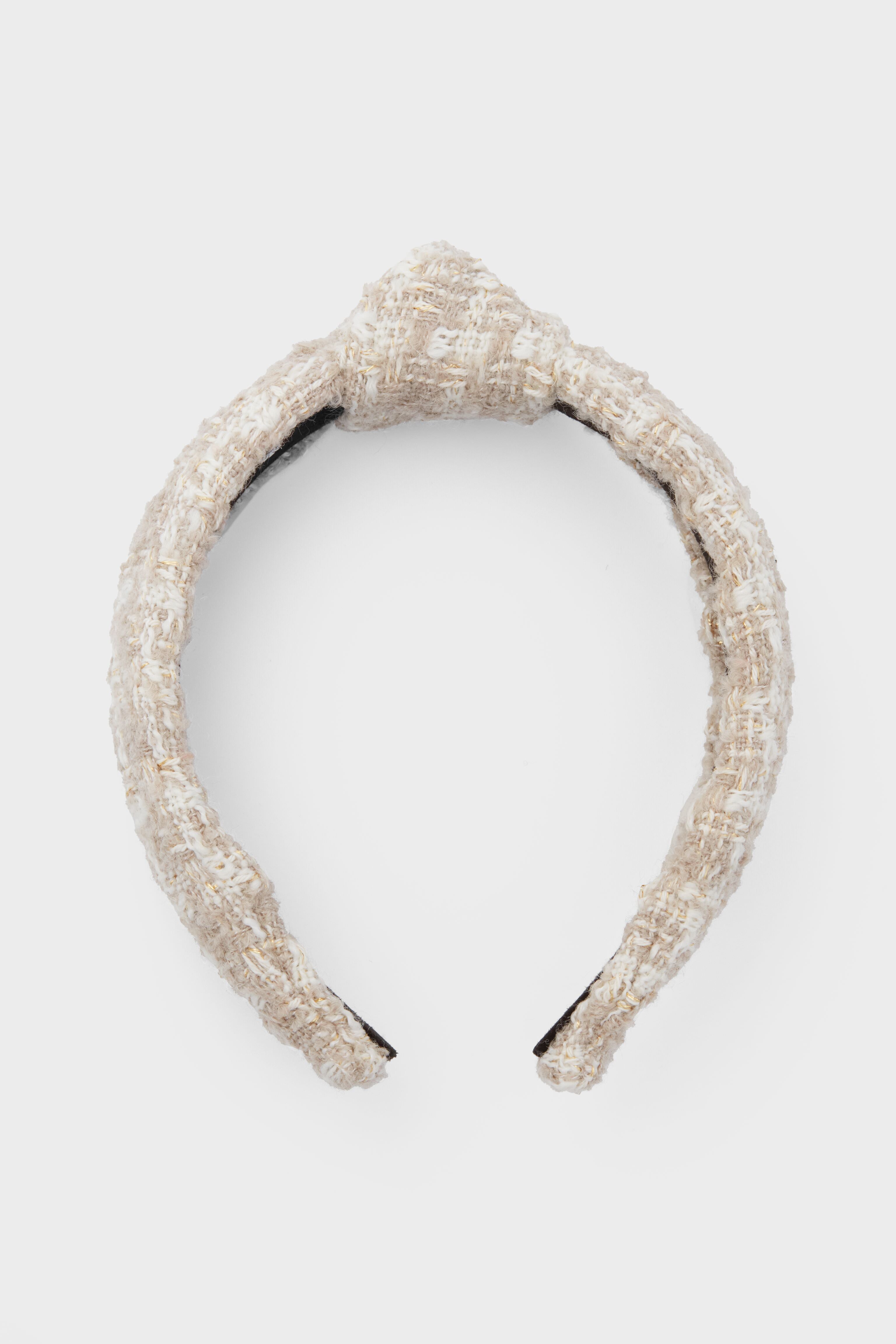 Bisque Tweed Slim Knotted Headband-Get Girly
