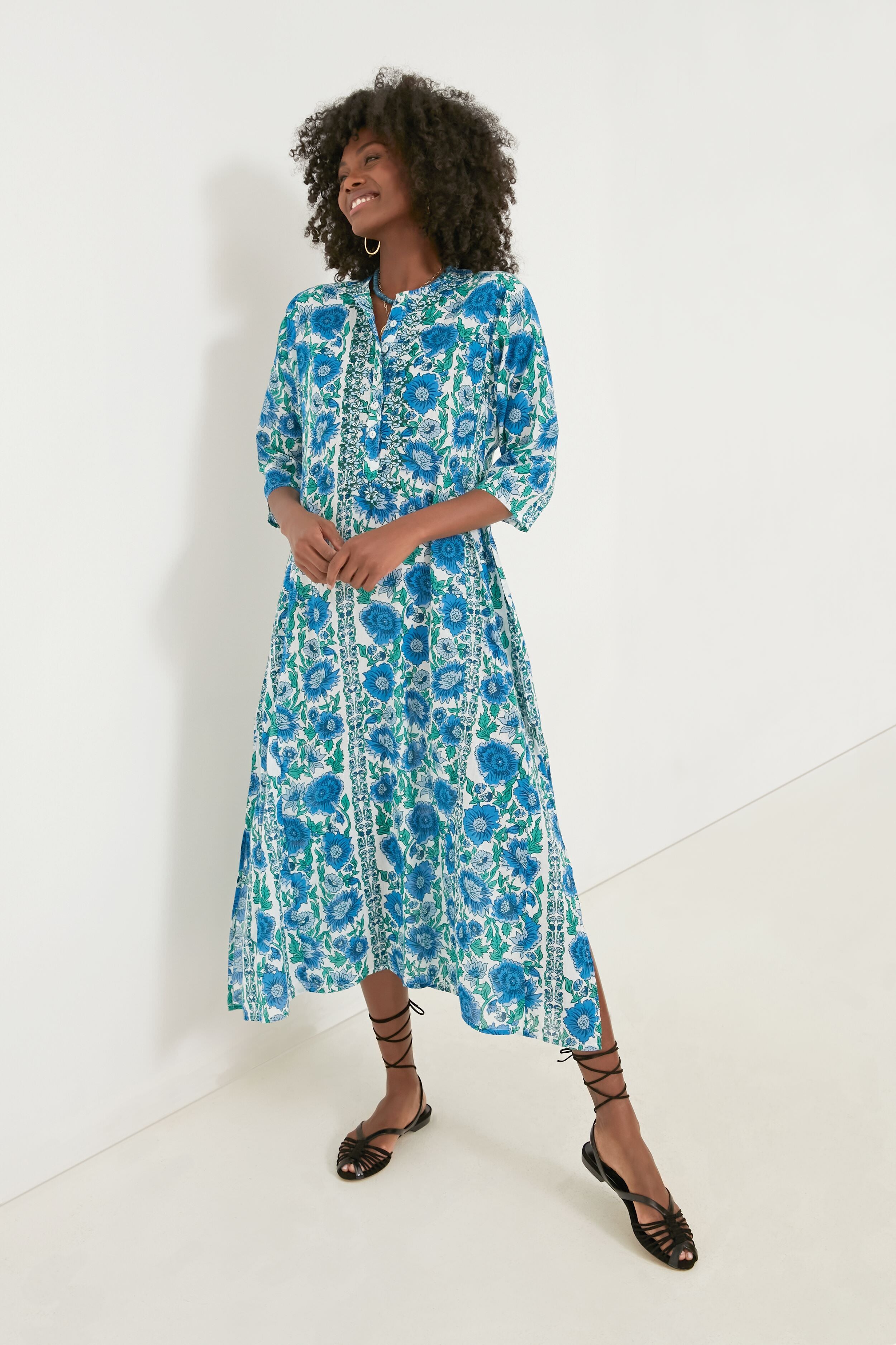 Blue Dijon Classic Long Kurta-Get Girly