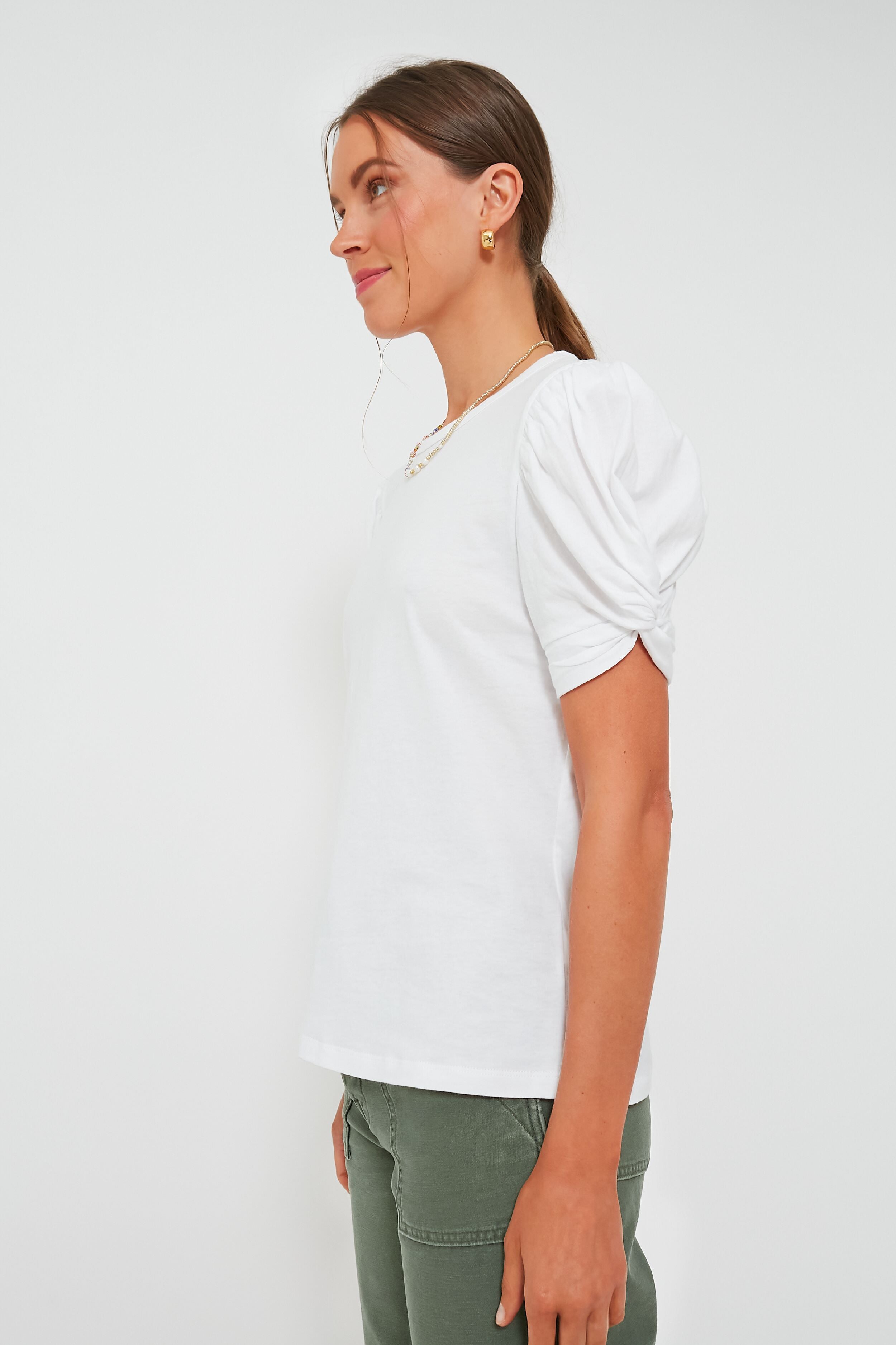 White Vesty Puff Short Sleeve Crewneck-Get Girly