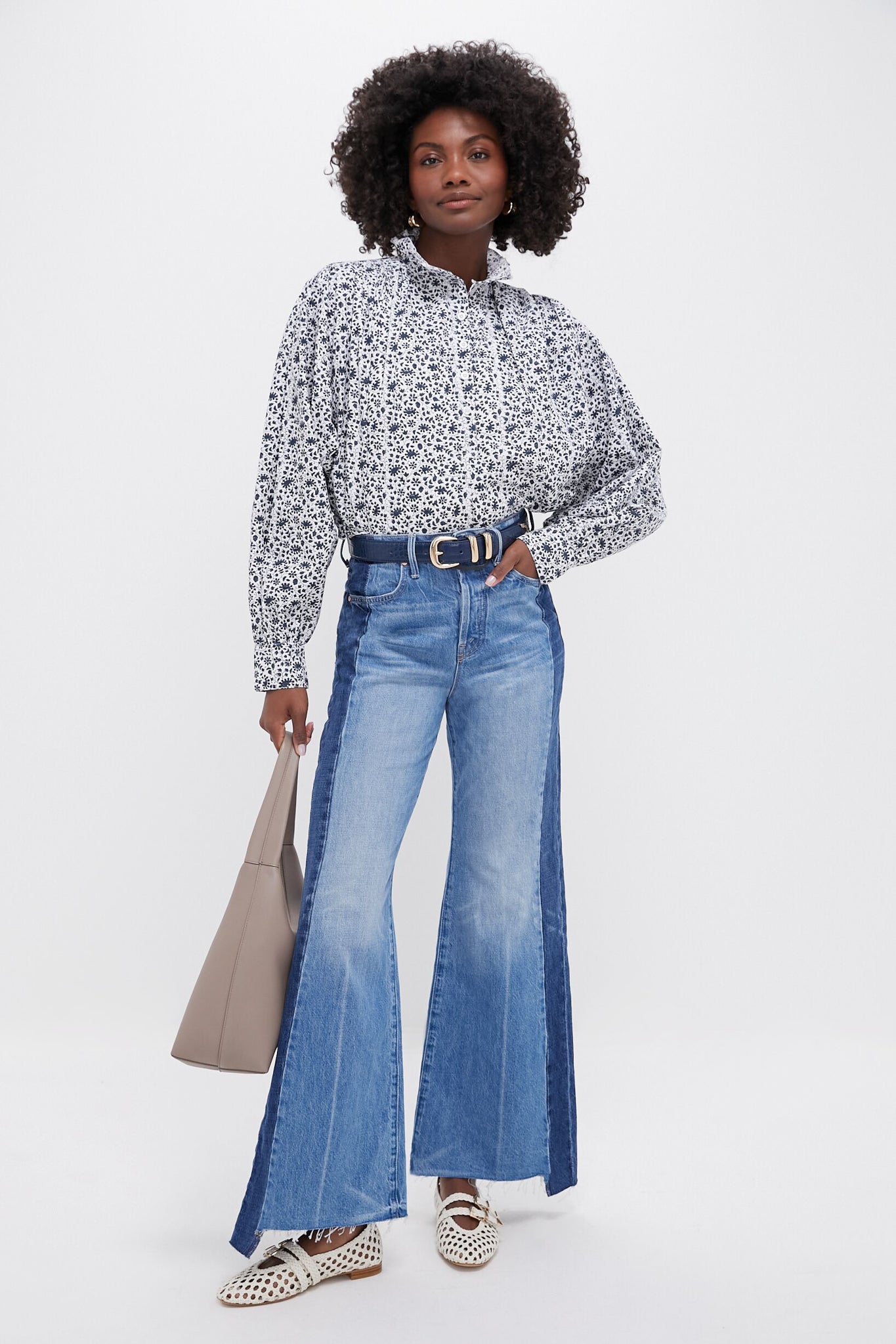 White Woven Buckle Nina Flats-Get Girly