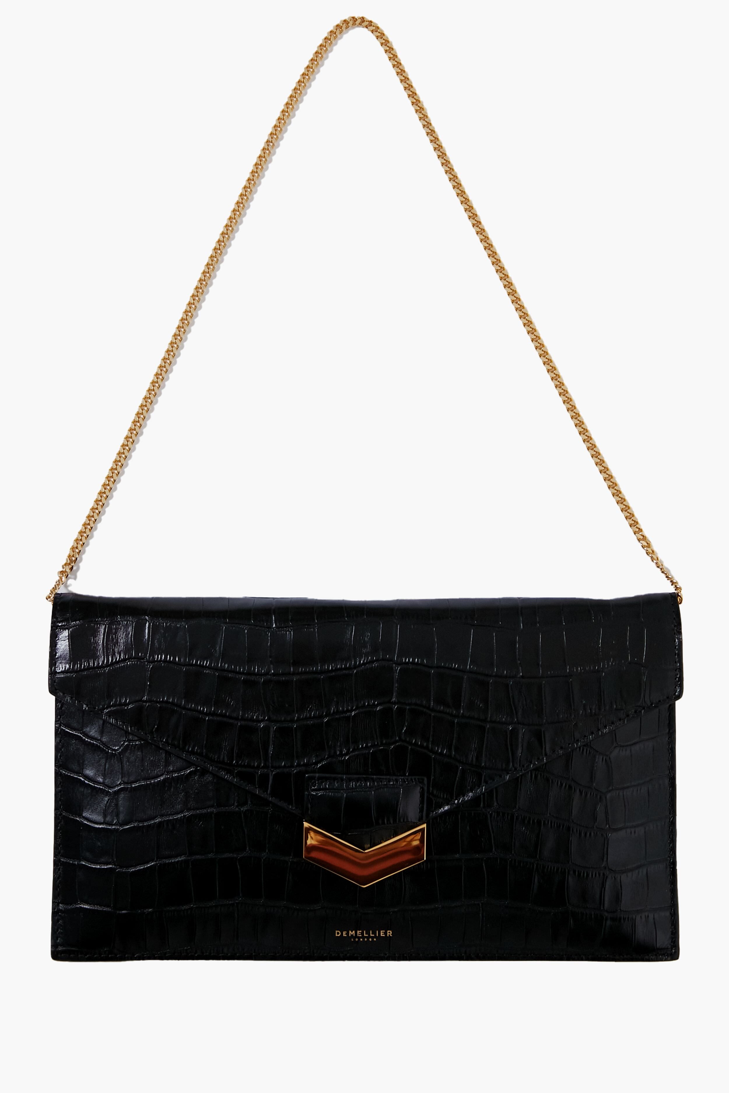 Black Croc London Clutch-Get Girly