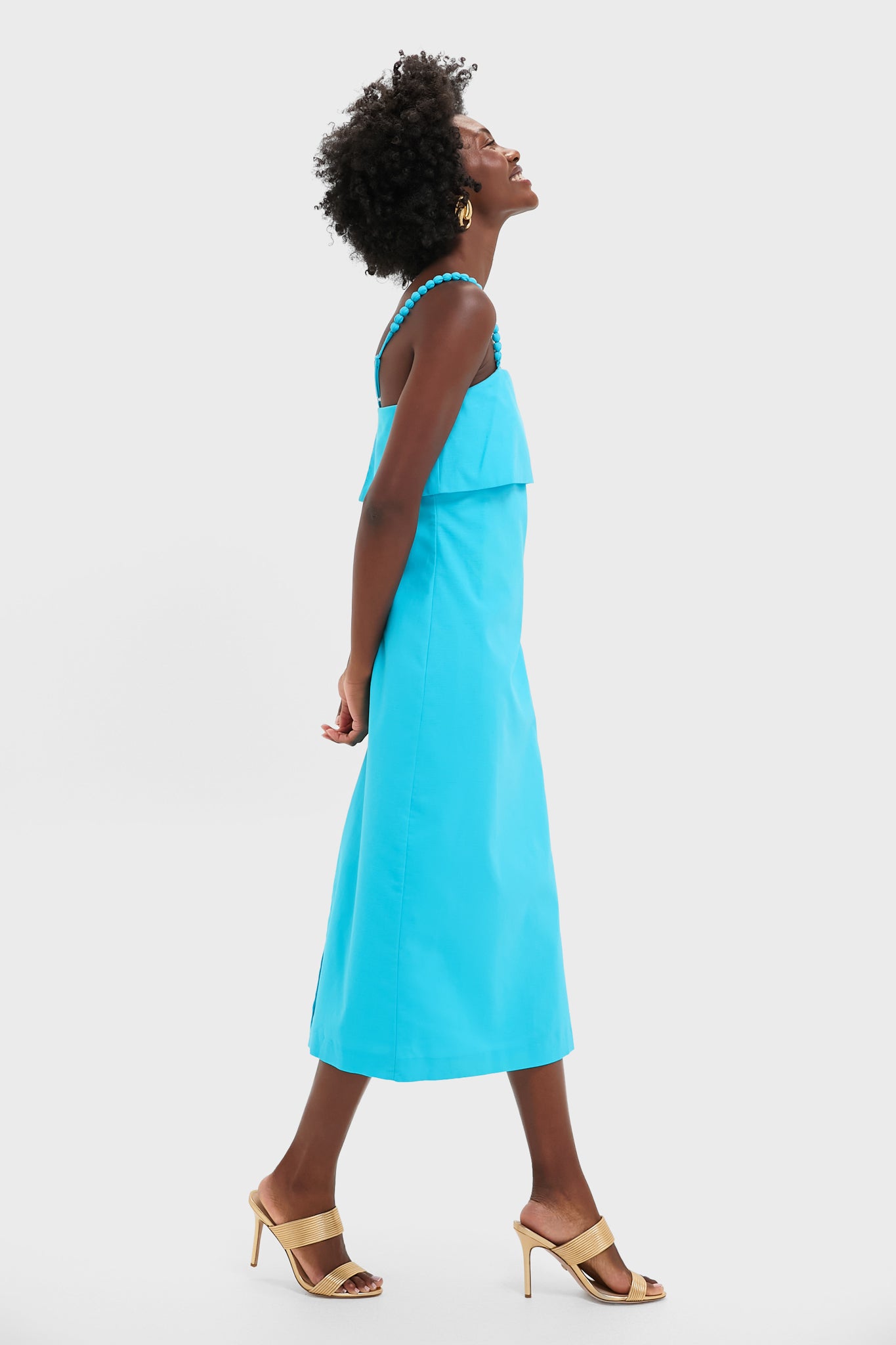 Aqua Linen Azura Midi Dress-Get Girly
