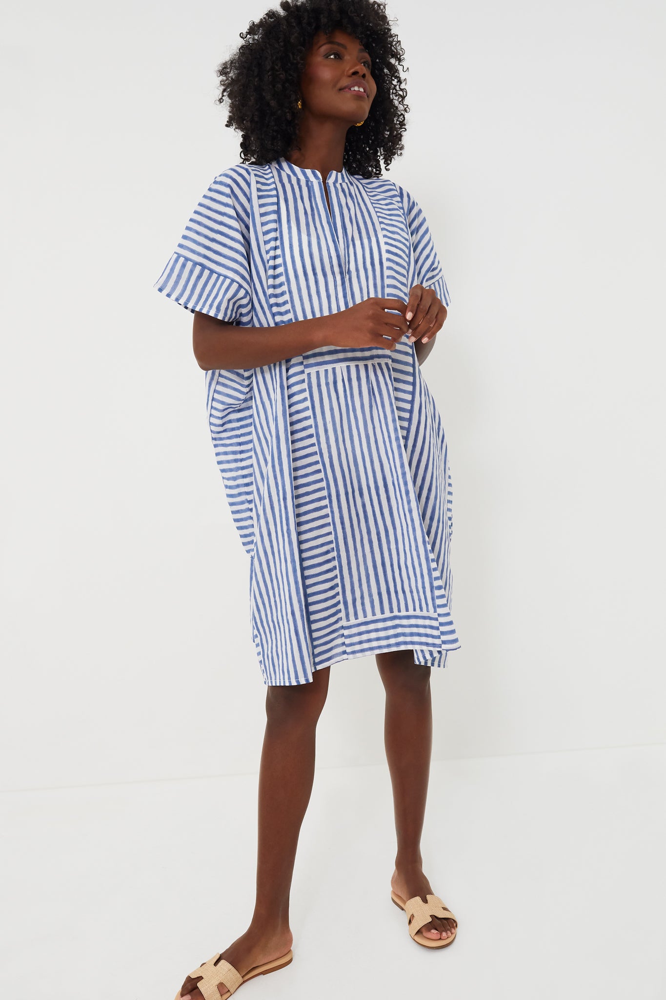 Blue Stripe Emerson Short Caftan-Get Girly