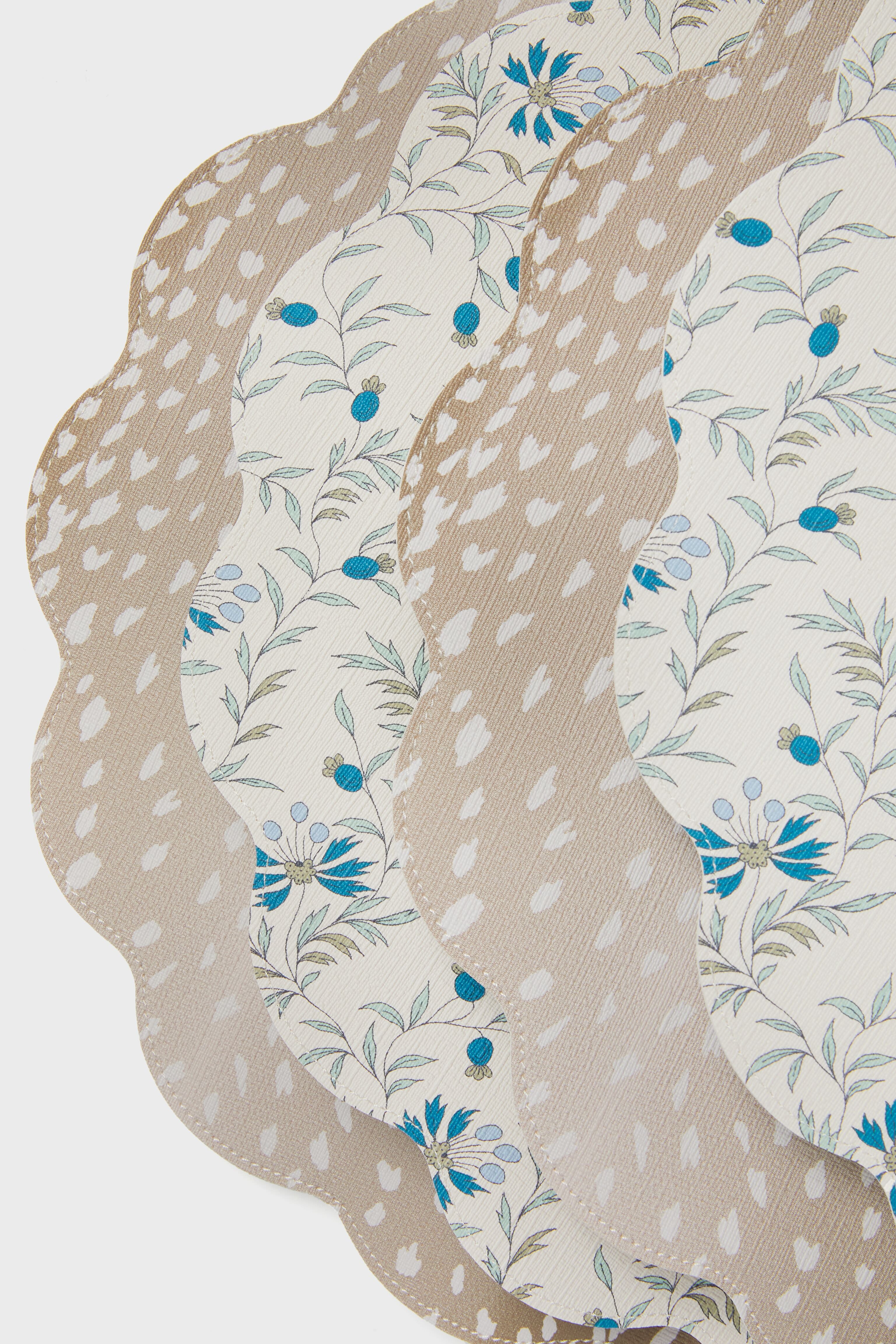 Tofino Botanical and Antelope Wipeable Placemats Set of 4-Get Girly