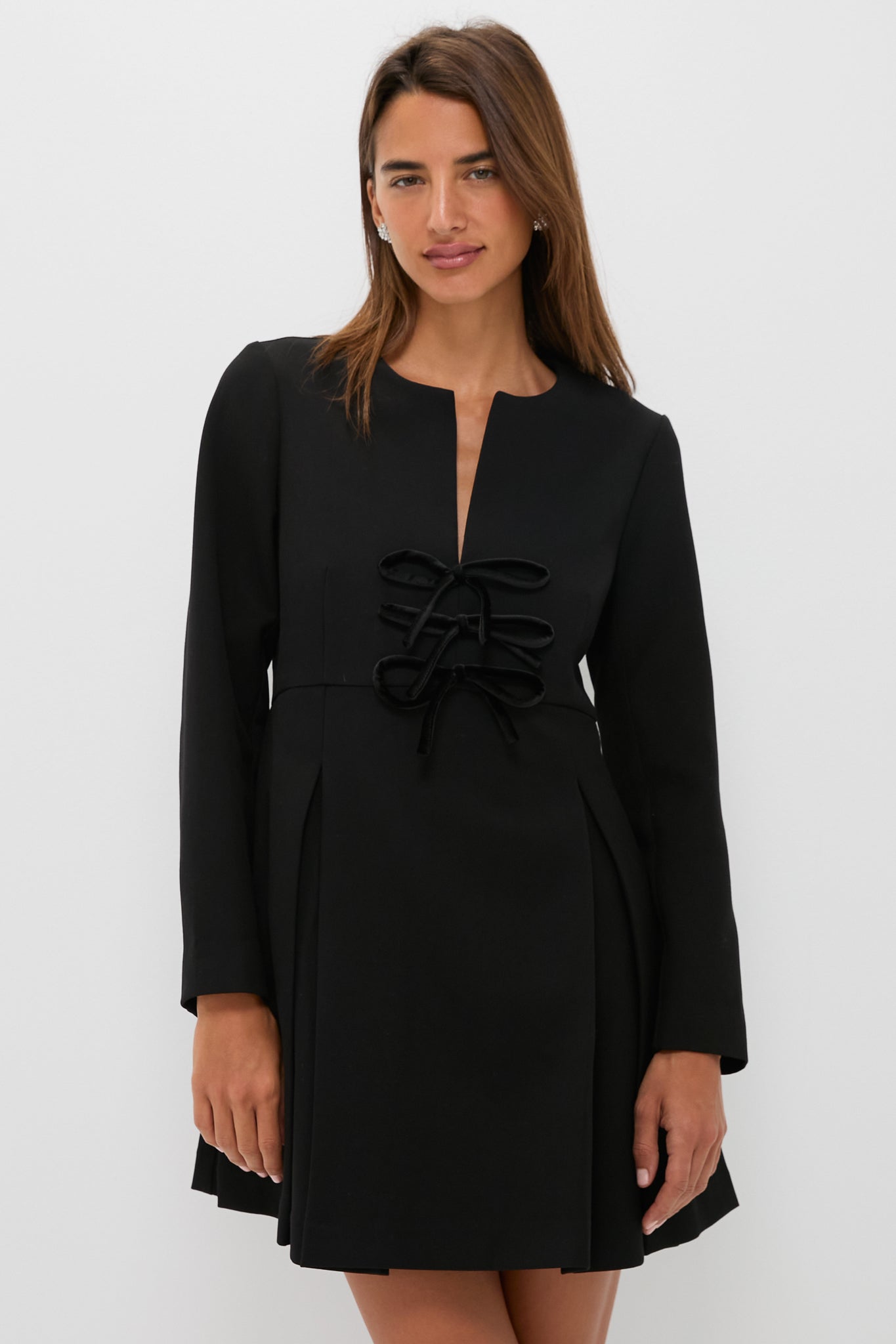 Black Crepe Blair Bow Coat Dress-Get Girly