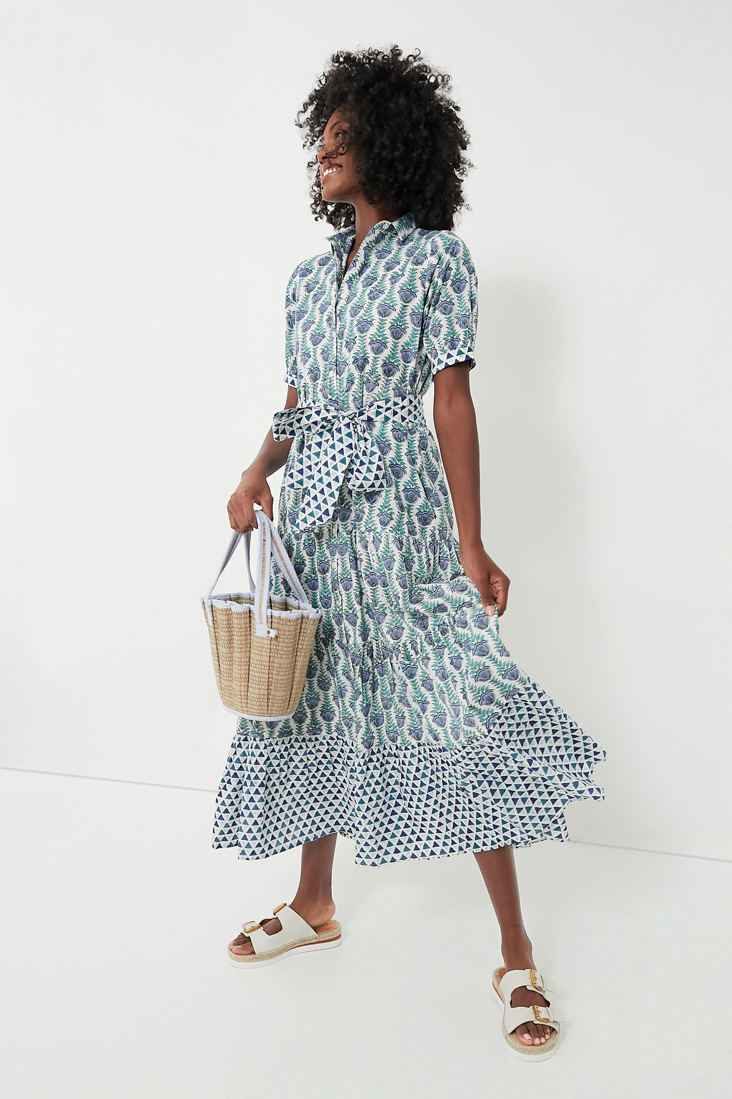 Blue Multi Short Sleeve Maxi Dress-Get Girly