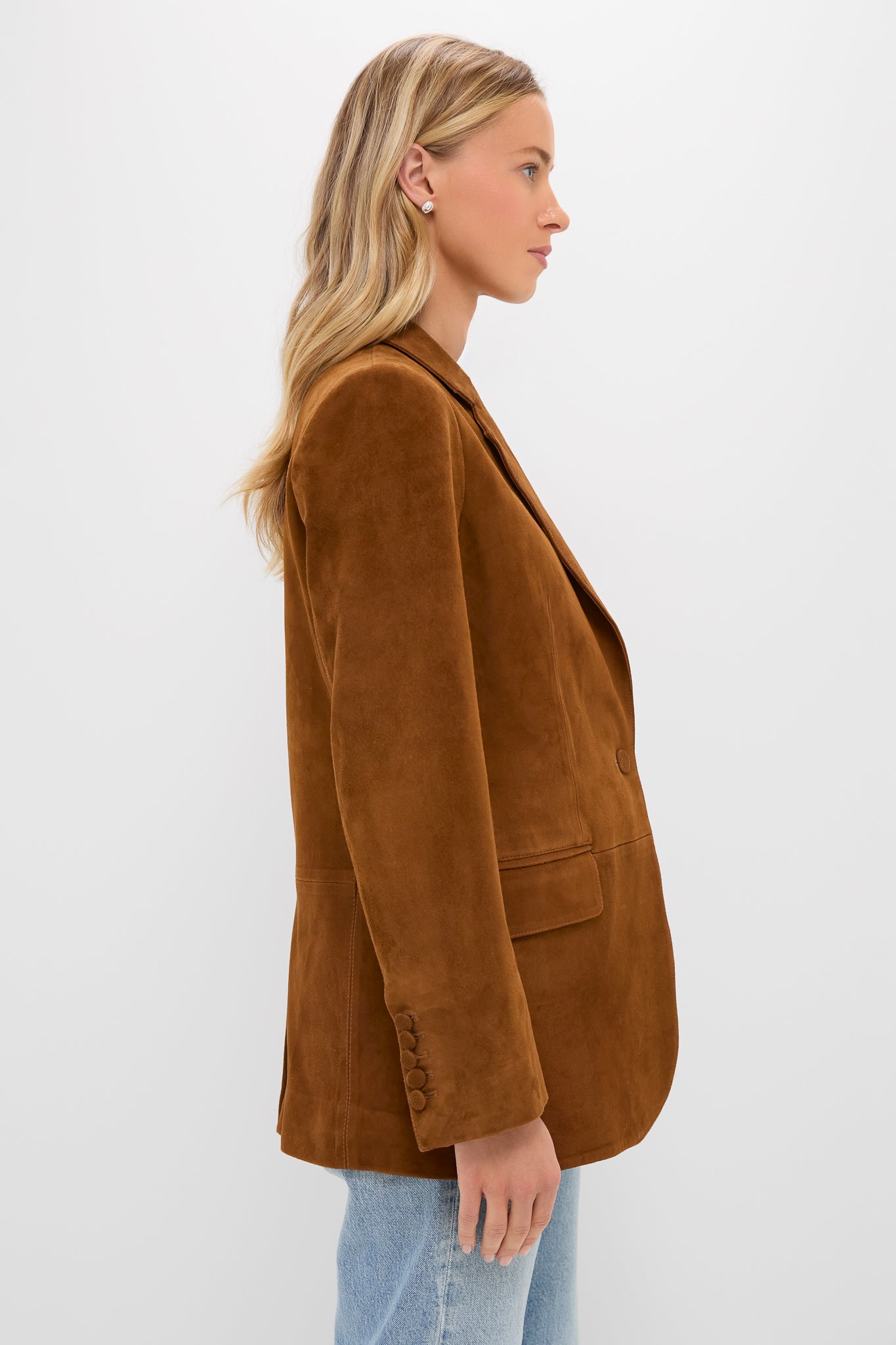 Toffee Suede Leo Blazer-Get Girly