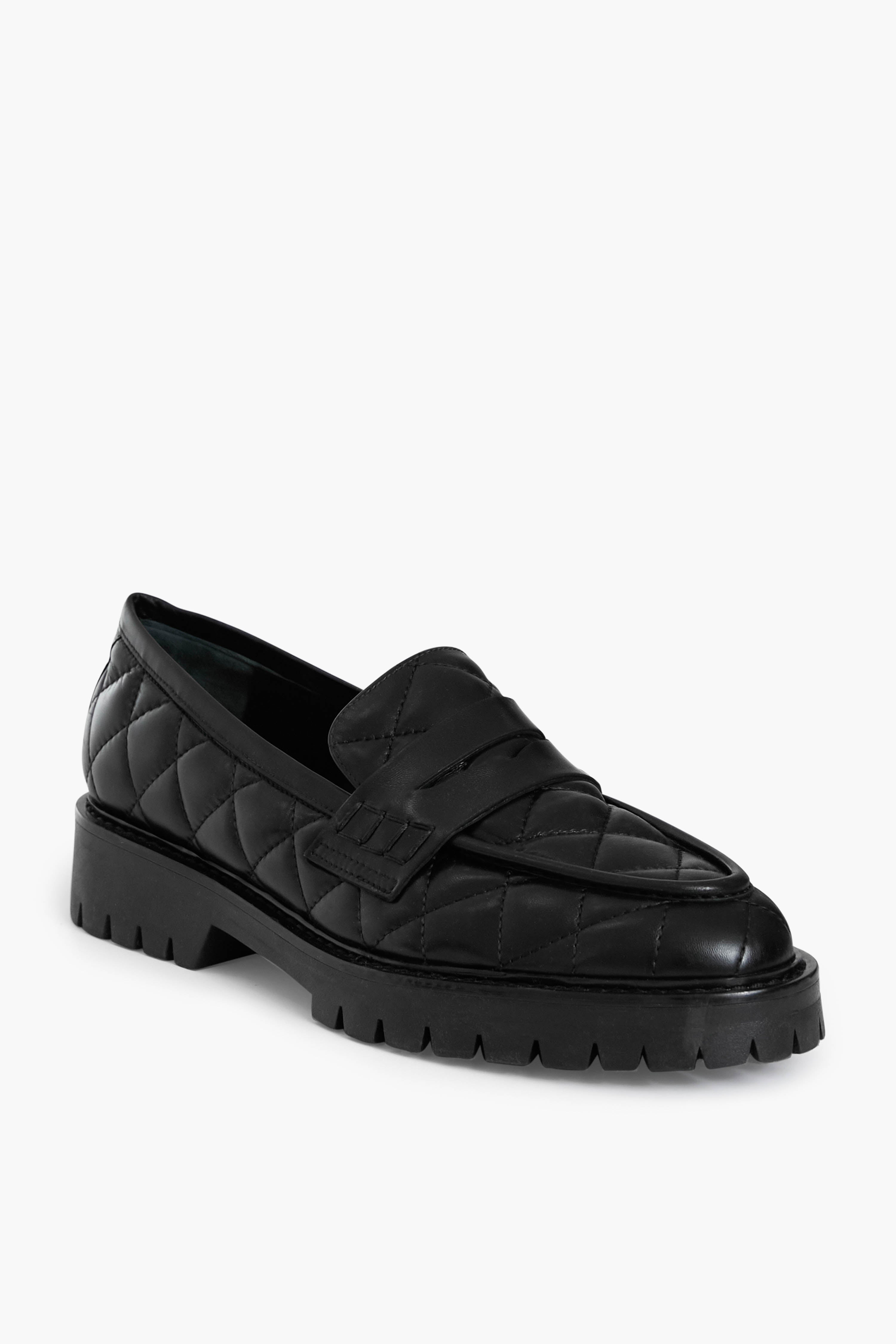 Black Quilted Leather Signe Loafers-Get Girly
