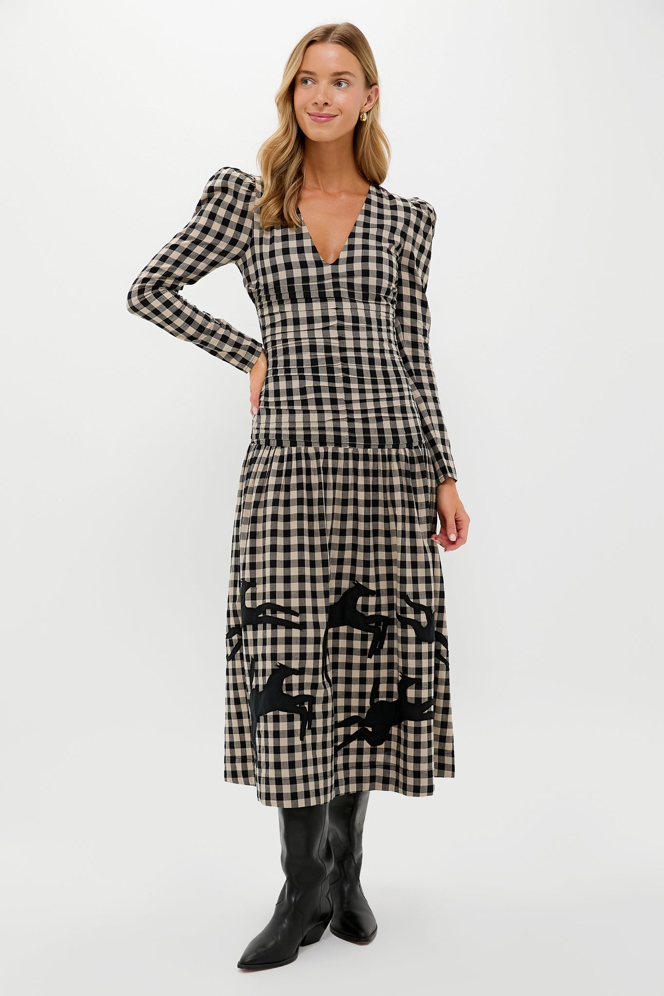 Black Plaid Malika Midi Dress-Get Girly