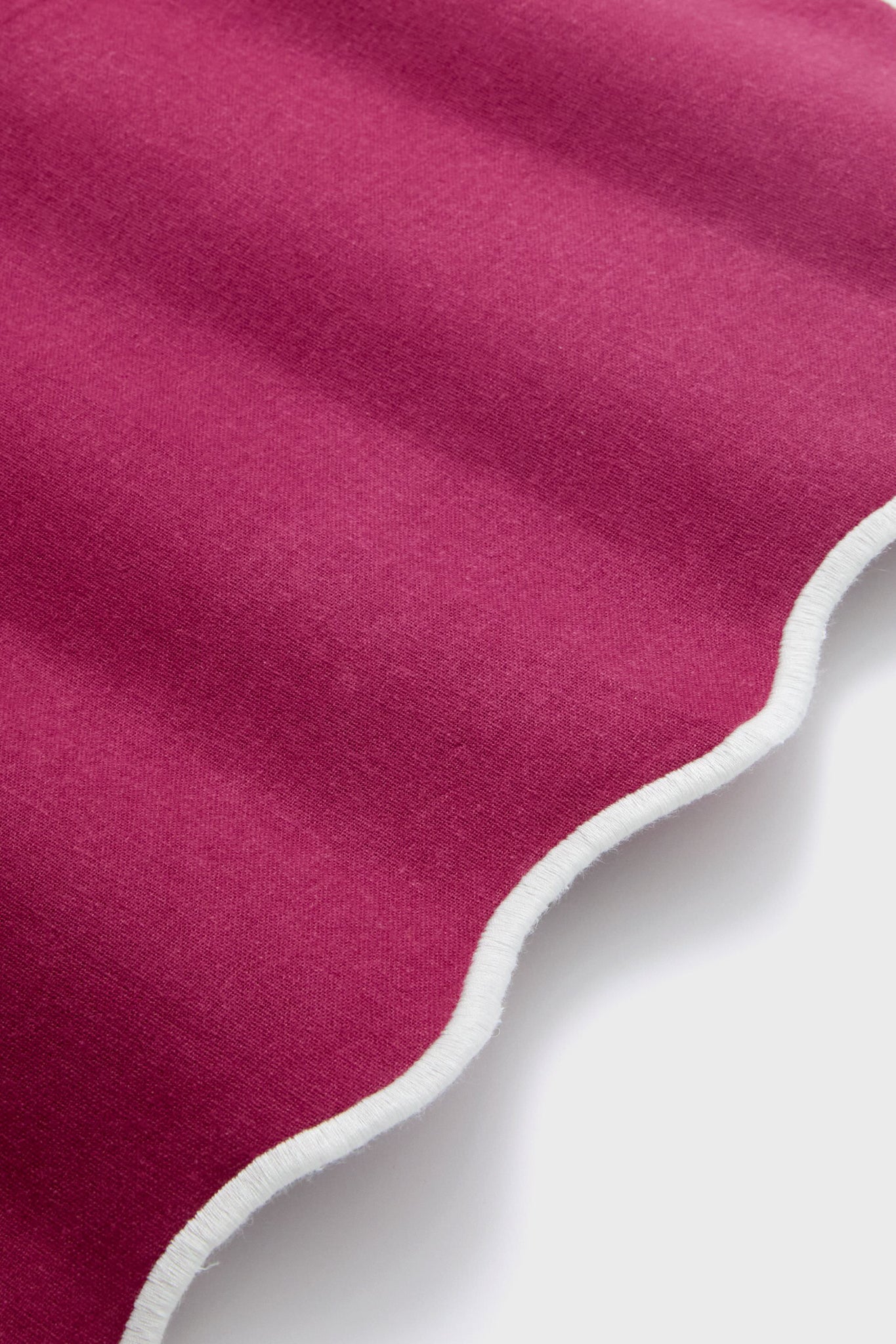 Berry and White Embroidered Scalloped Napkins Set of 4-Get Girly