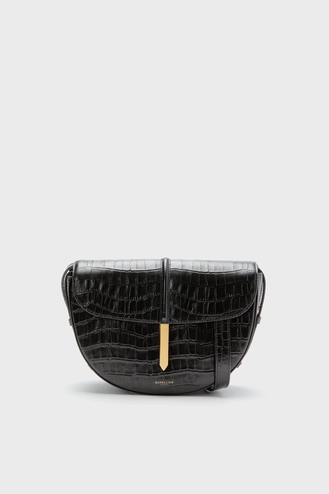 Black Croc Tokyo Saddle Bag-Get Girly