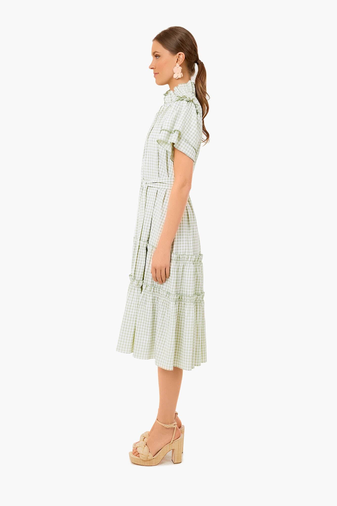 Pale Green Check Matthews Dress-Get Girly