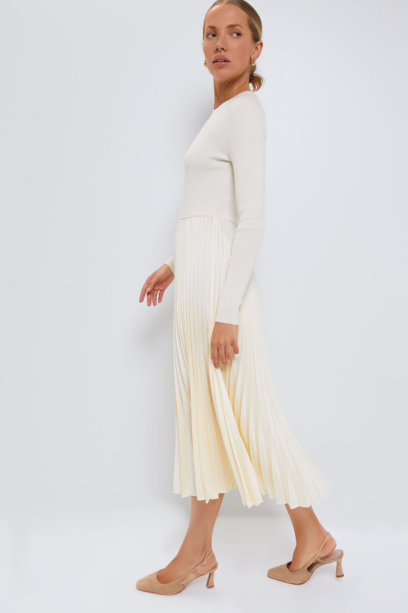 Authentic Cream Long Sleeve Day Dress-Get Girly