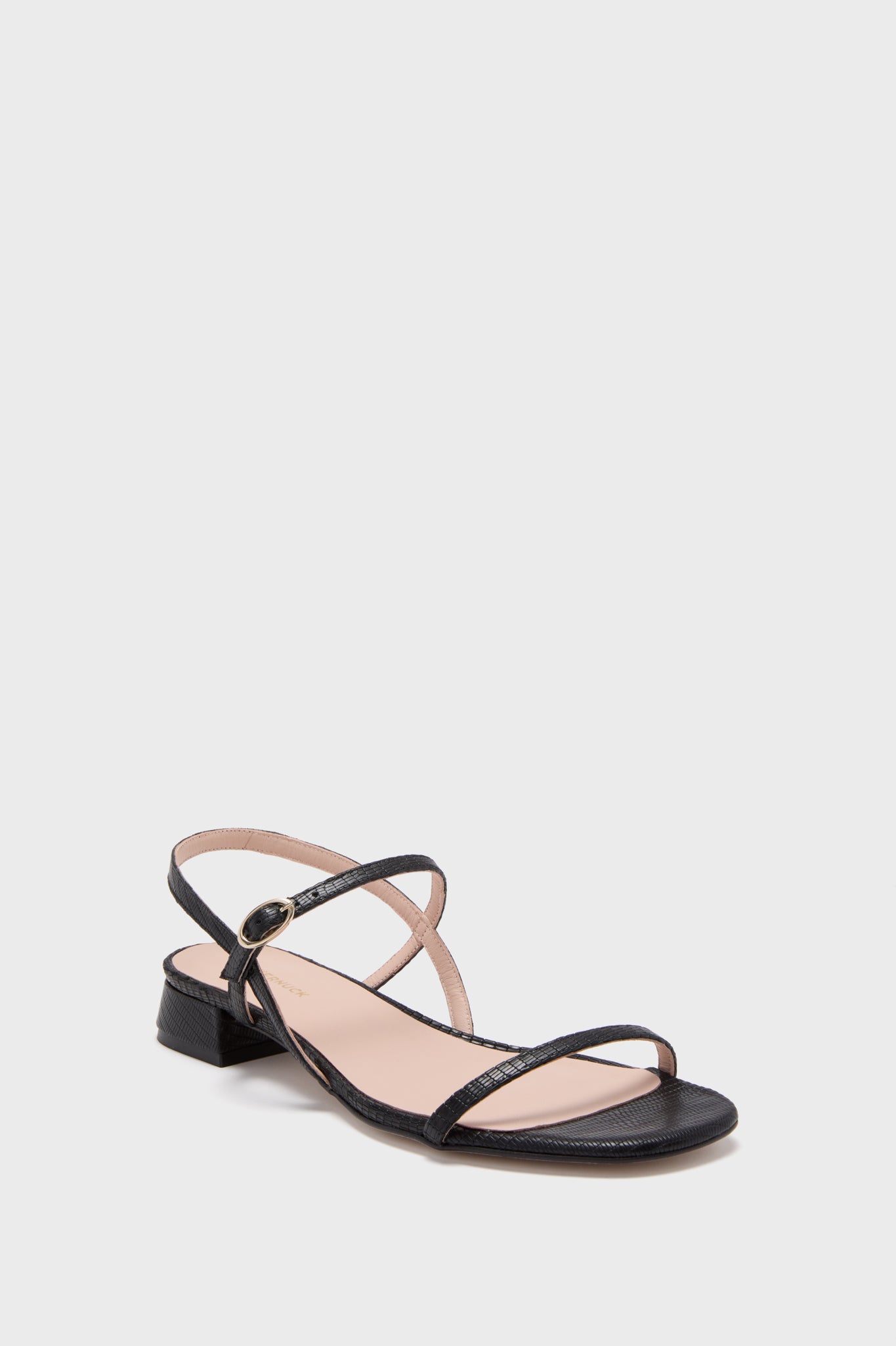 Black Embossed Leather Evelyn Sandals-Get Girly